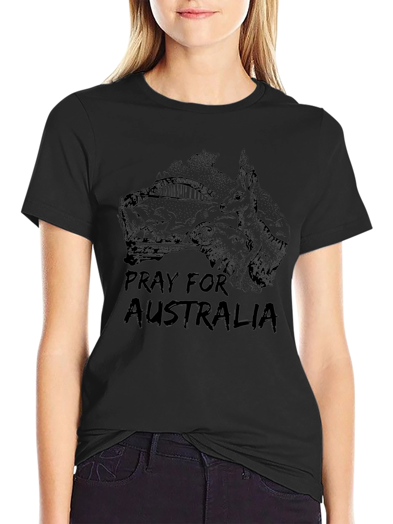 Pray for Australia Black T-Shirt