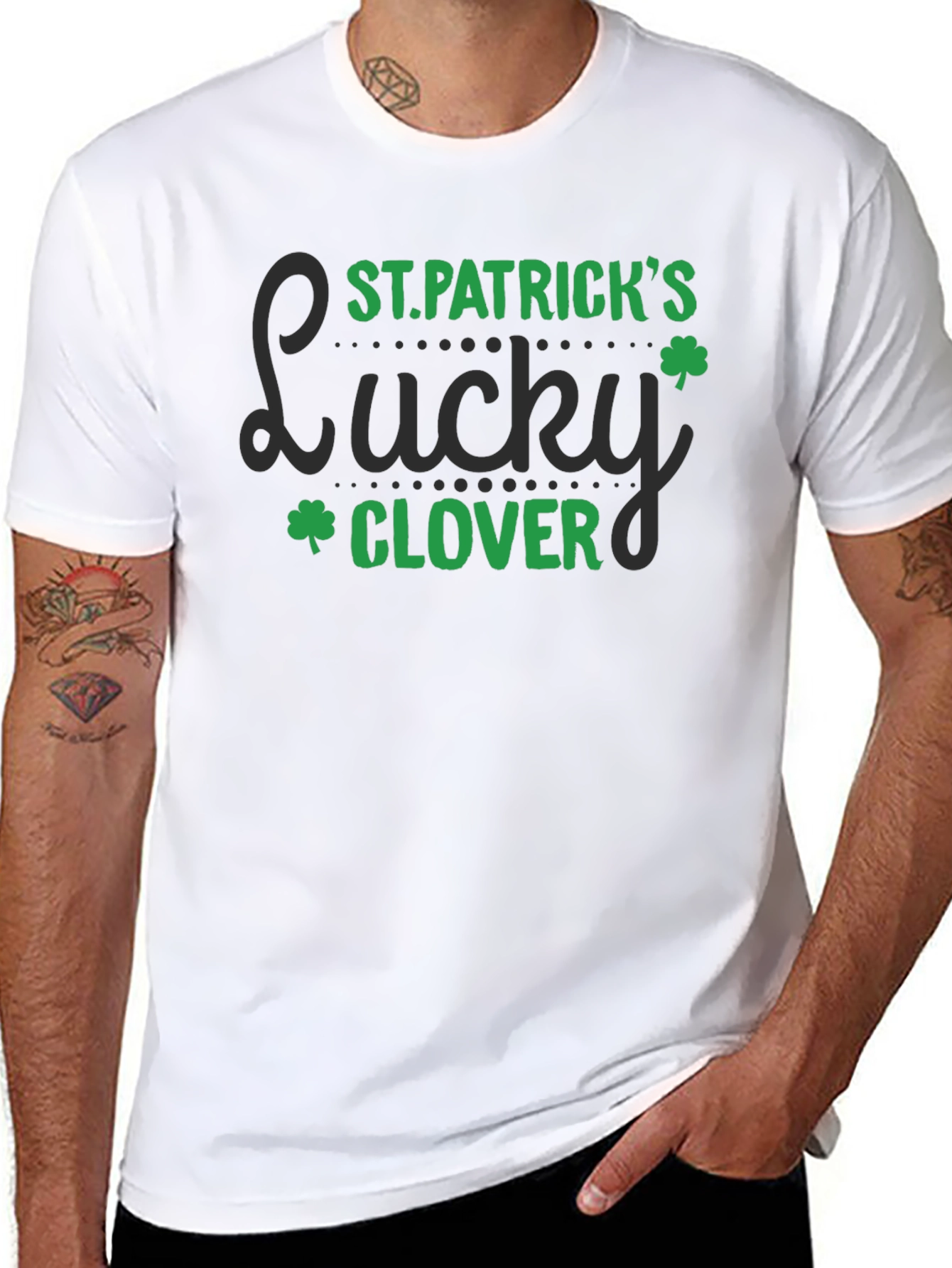 St. Patricks Day Lucky Clover Black T-Shirt