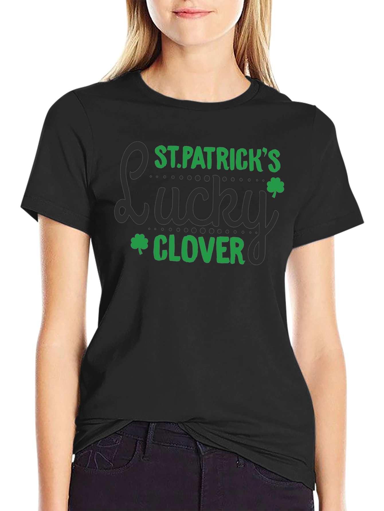St. Patricks Day Lucky Clover Black T-Shirt