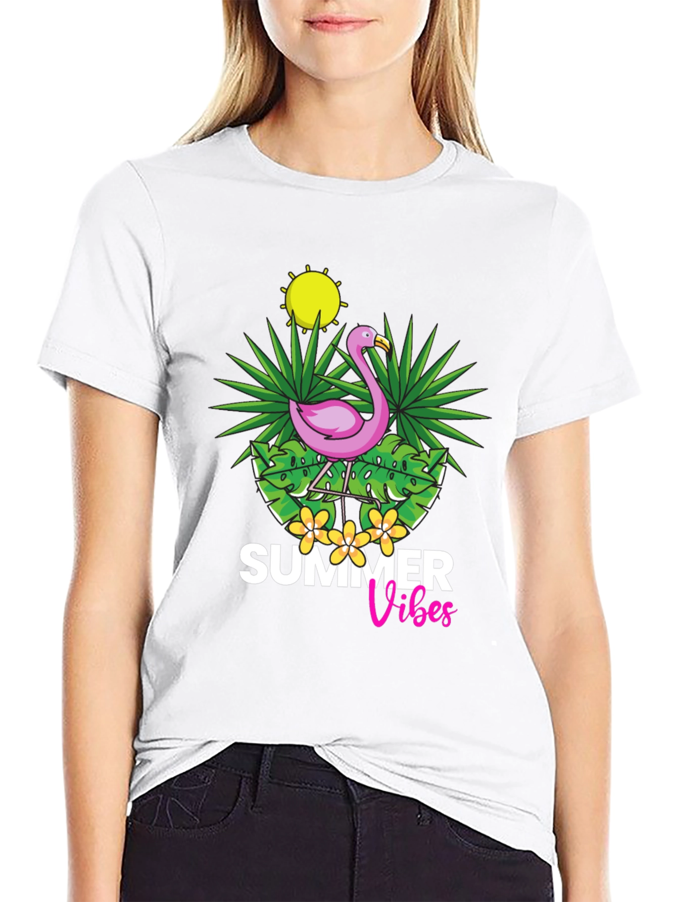Summer Vibes Flamingo Graphic T-Shirt