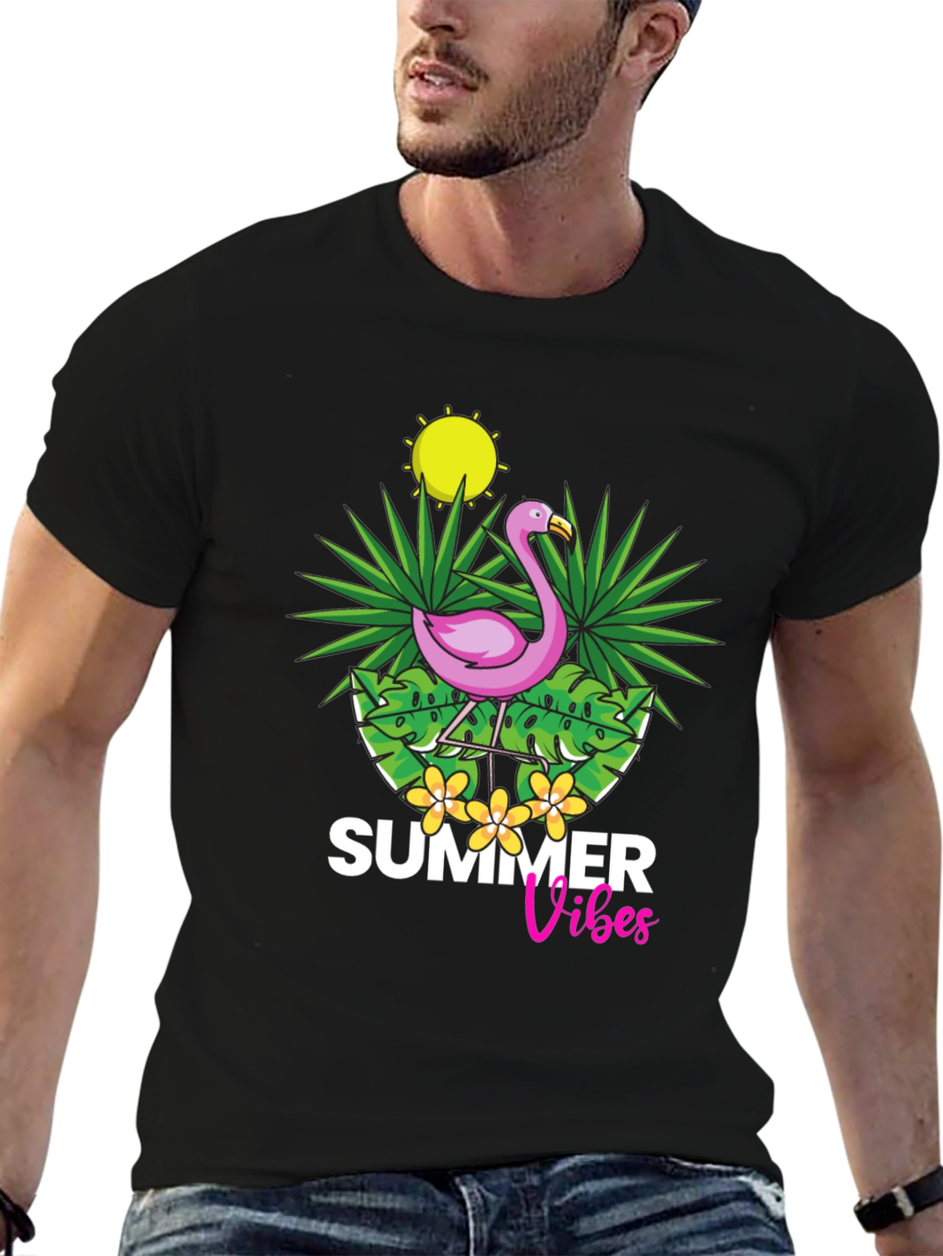 Summer Vibes Flamingo Graphic T-Shirt