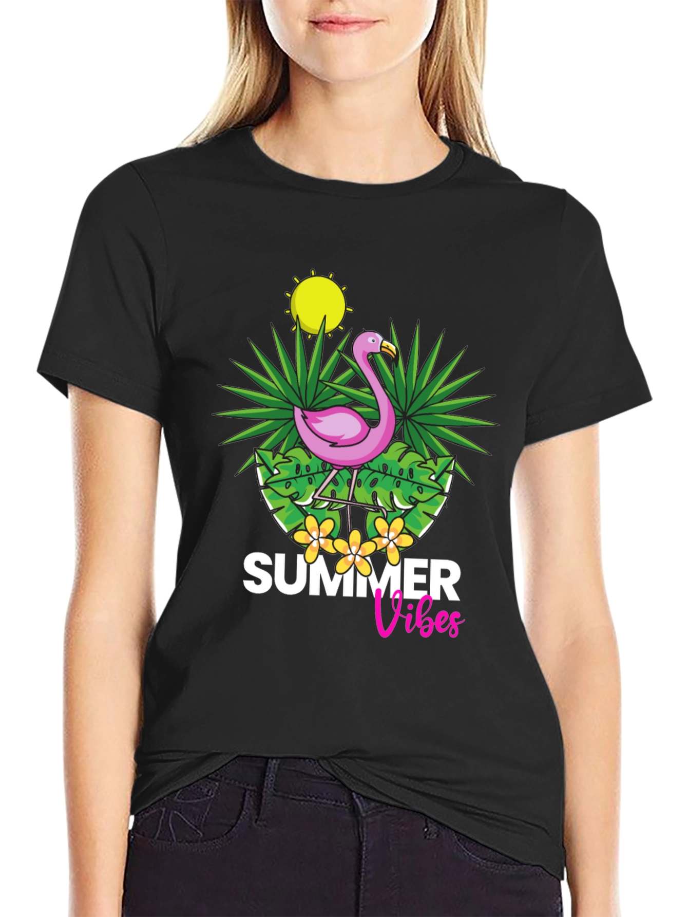 Summer Vibes Flamingo Graphic T-Shirt