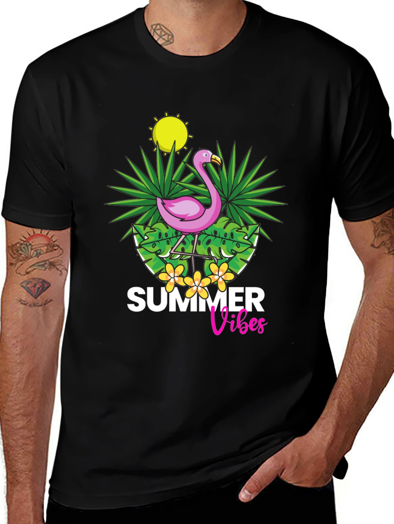 Summer Vibes Flamingo Graphic T-Shirt
