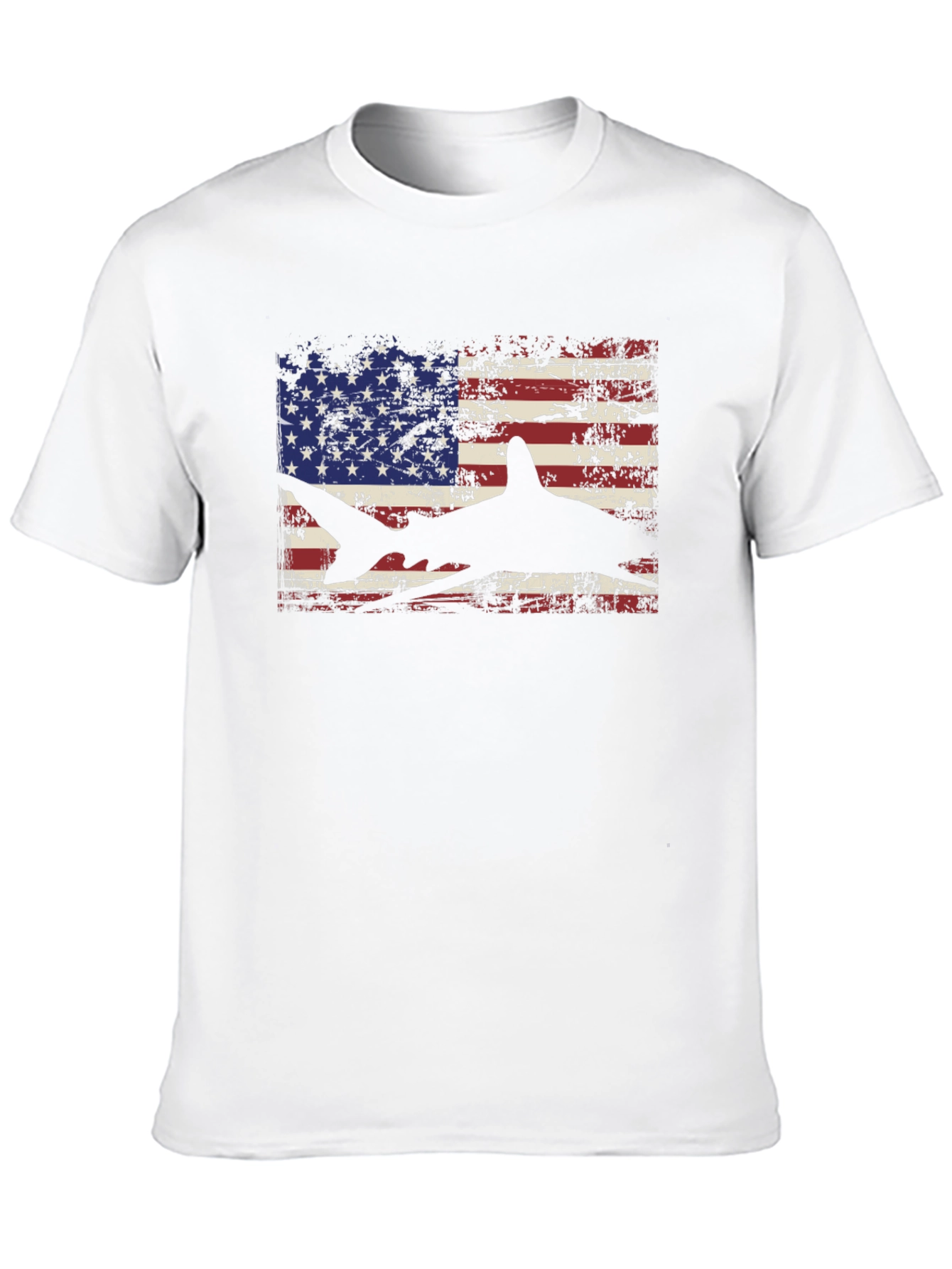 American Flag Shark Graphic T-Shirt