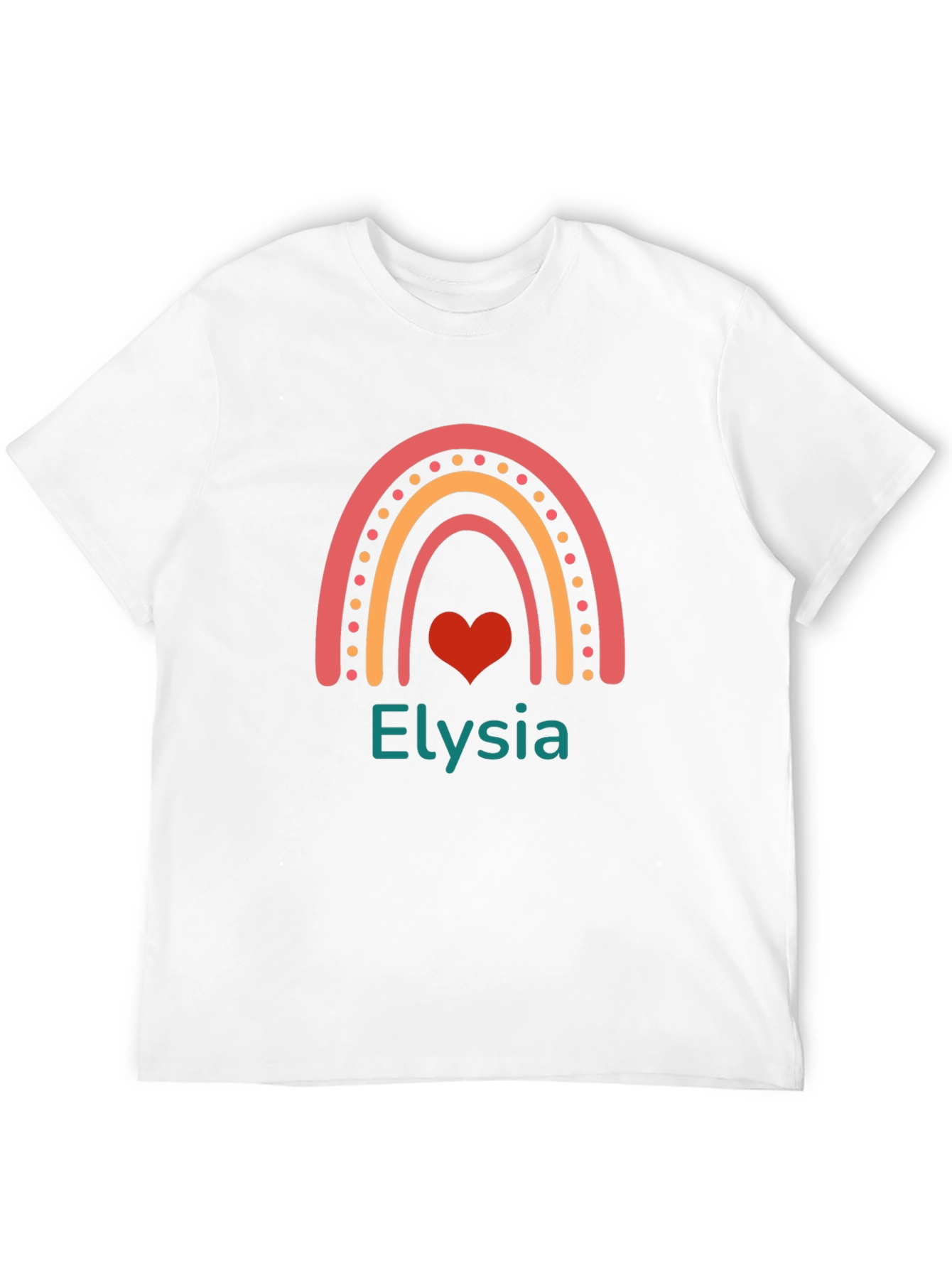 Elysia Rainbow Heart Personalized Black T-Shirt