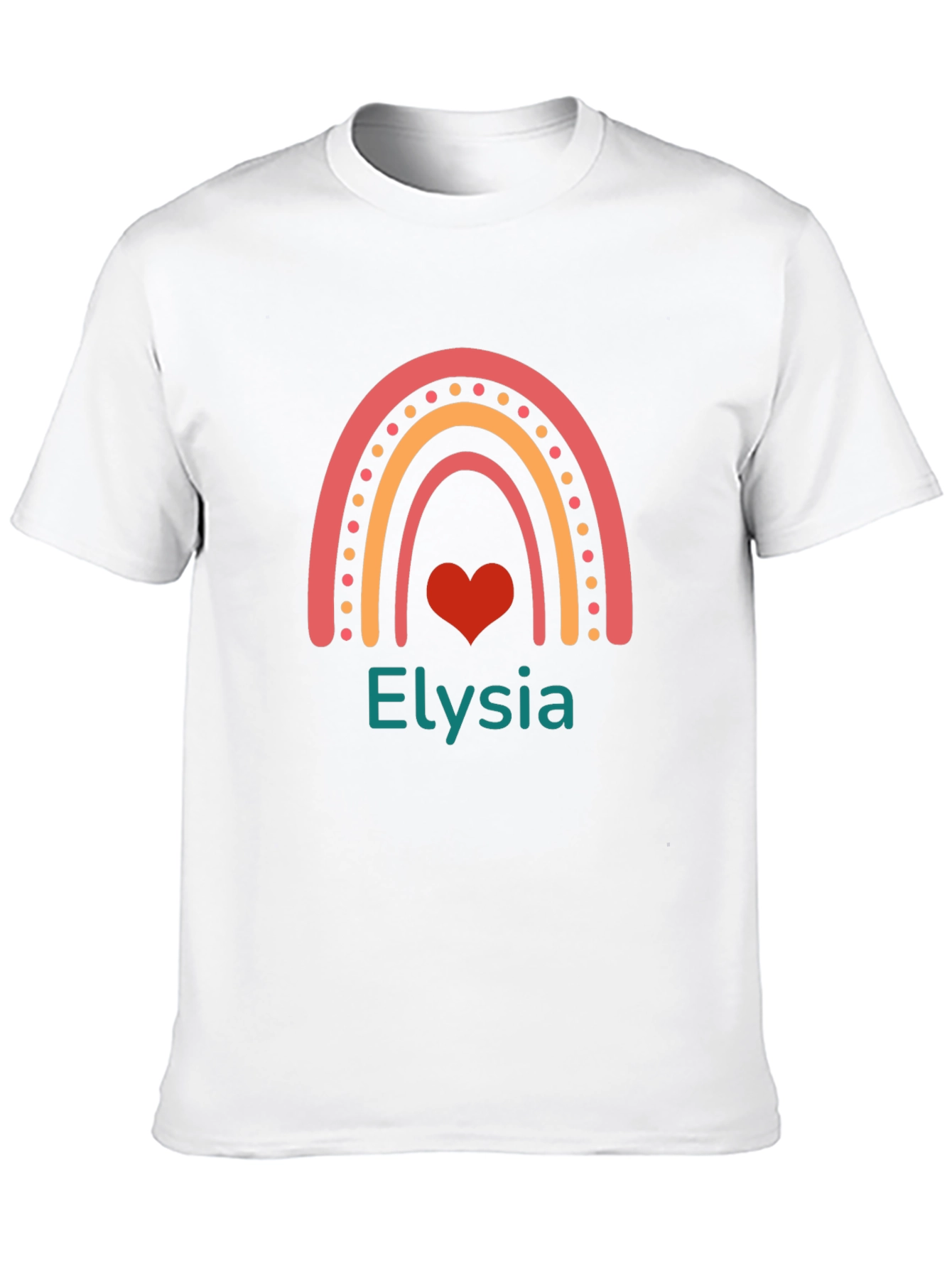 Elysia Rainbow Heart Personalized Black T-Shirt