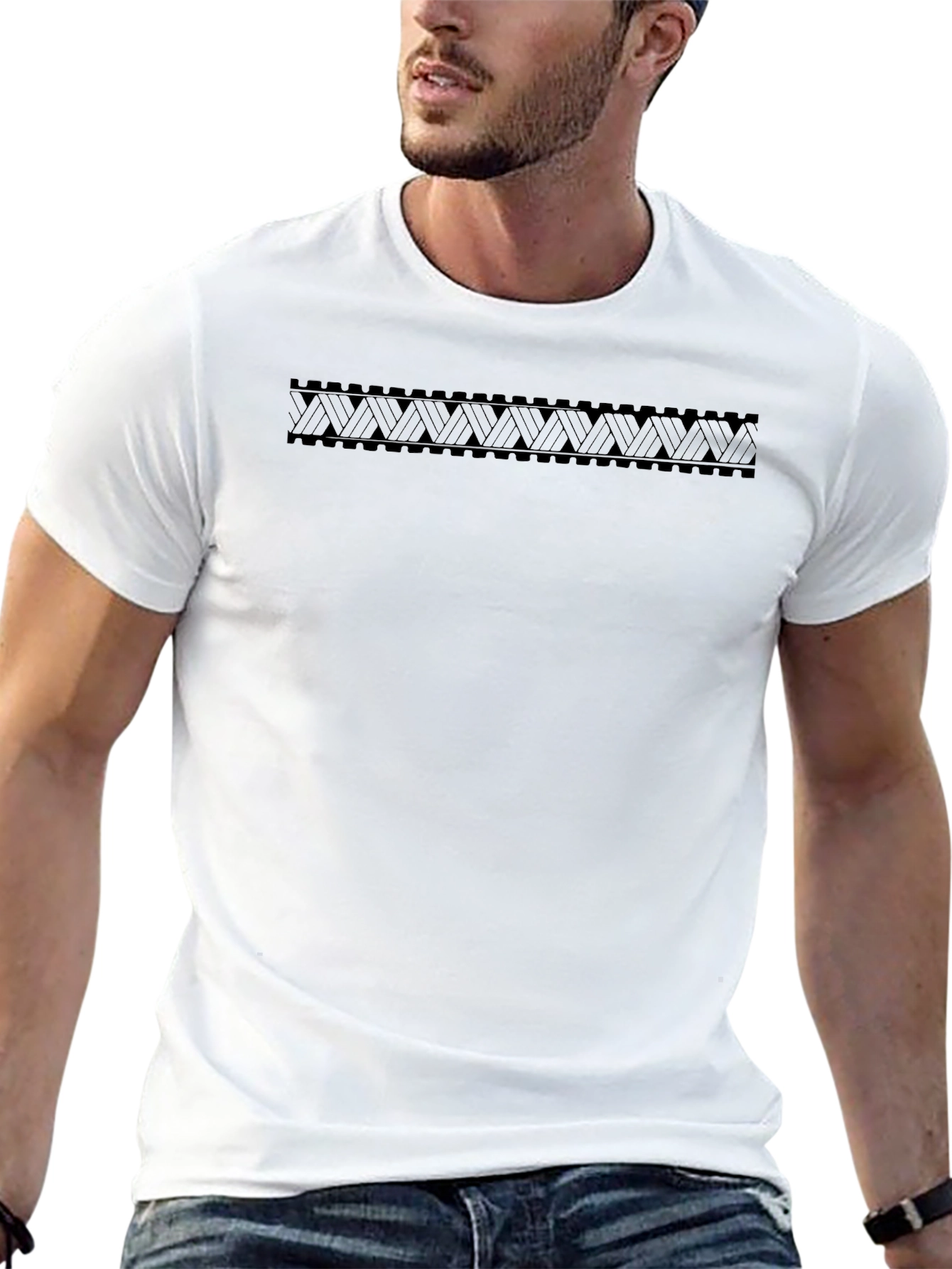 Black Geometric Pattern T-Shirt