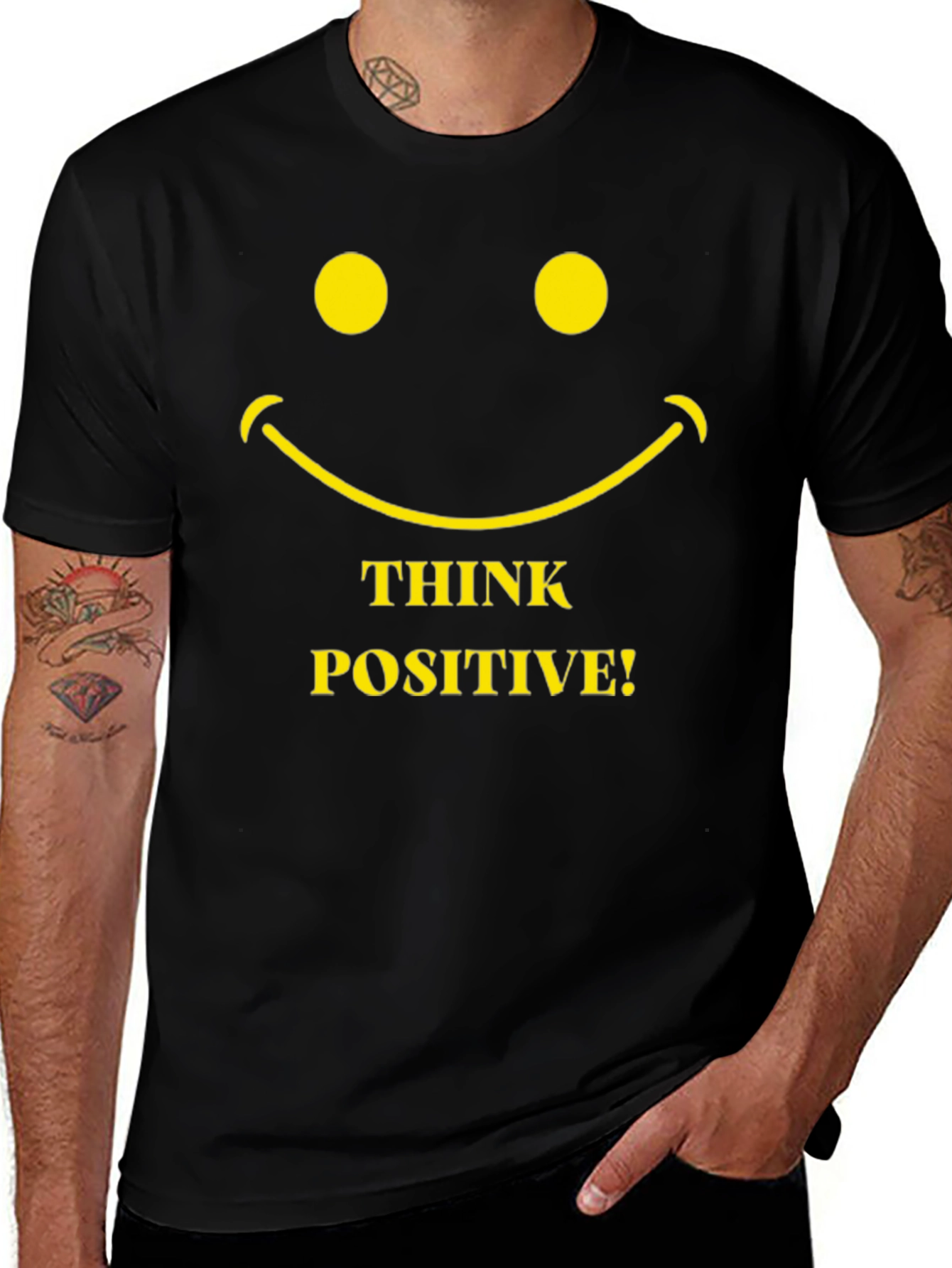 Think Positive Smiley Face Graphic T-Shirt