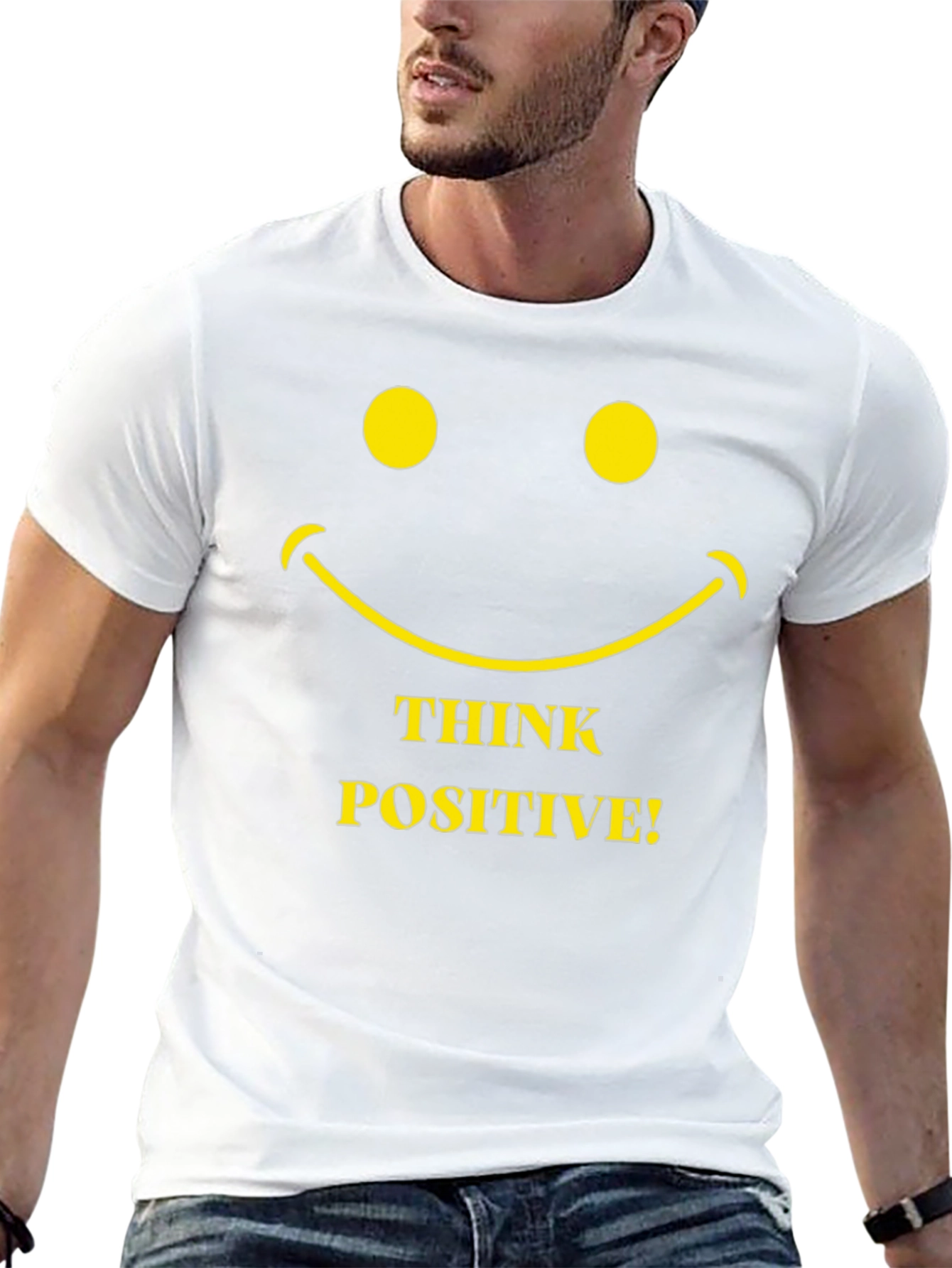 Think Positive Smiley Face Graphic T-Shirt