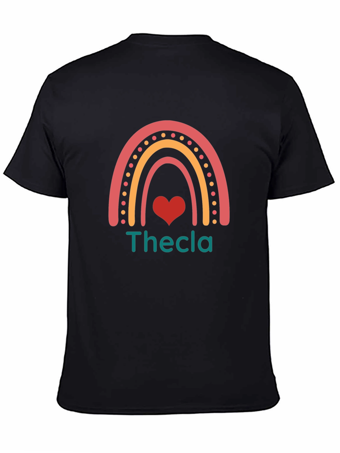 Thecla Rainbow Heart Tee - Custom Name T-Shirt