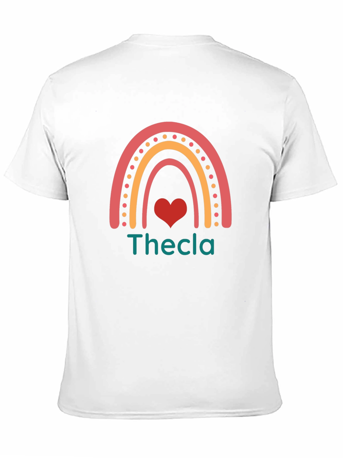 Thecla Rainbow Heart Tee - Custom Name T-Shirt