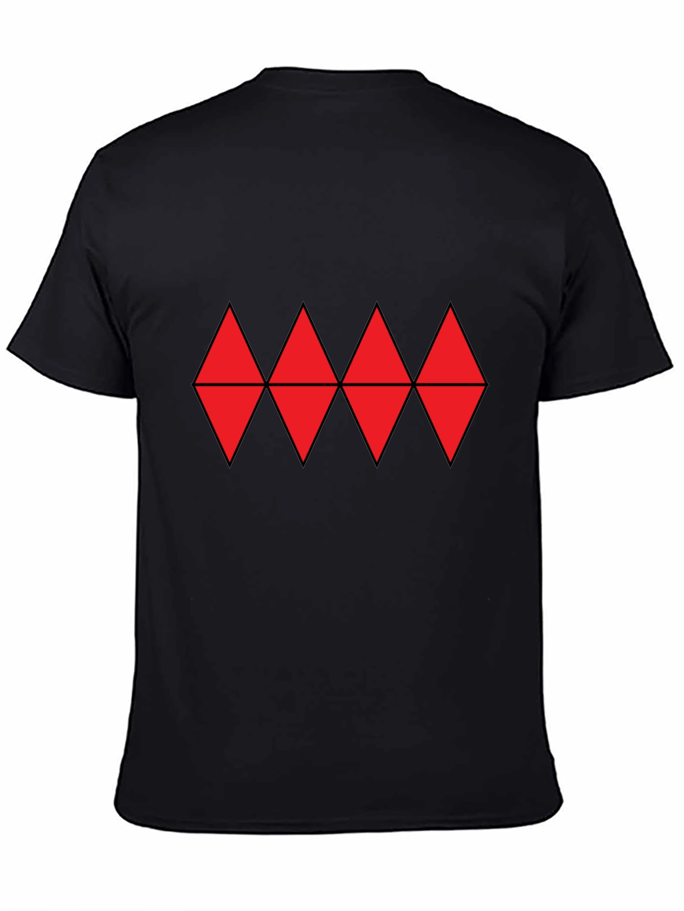 Red Diamond Pattern Black T-Shirt