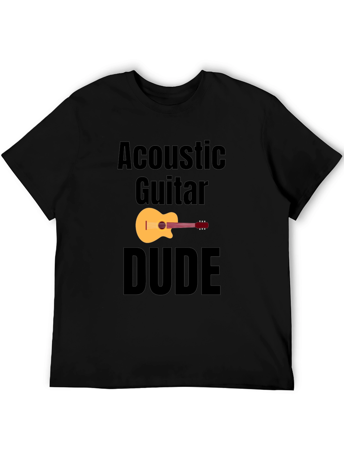 Acoustic Guitar Dude Black Graphic T-Shirt