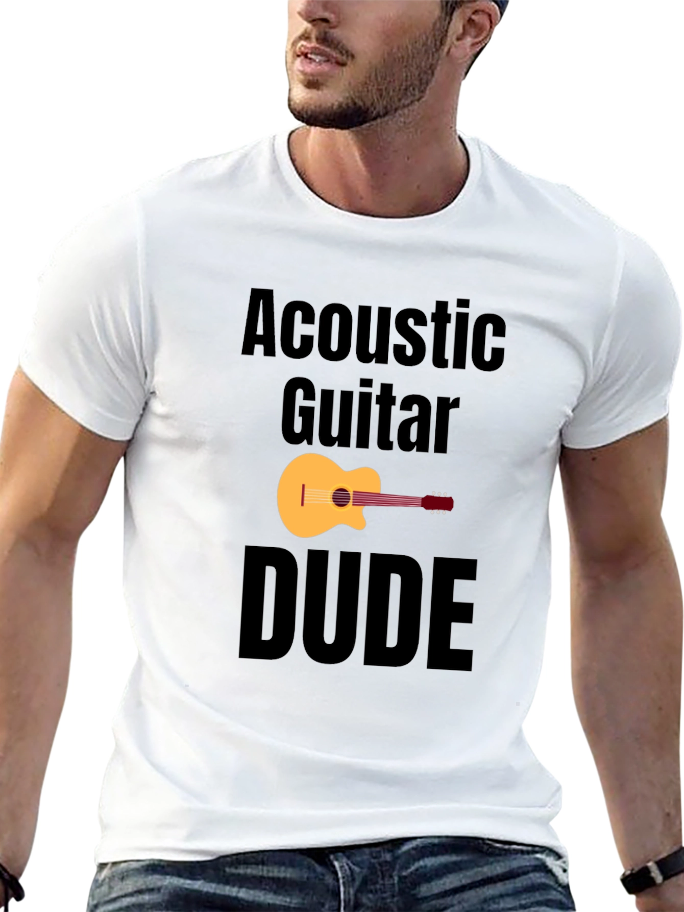 Acoustic Guitar Dude Black Graphic T-Shirt