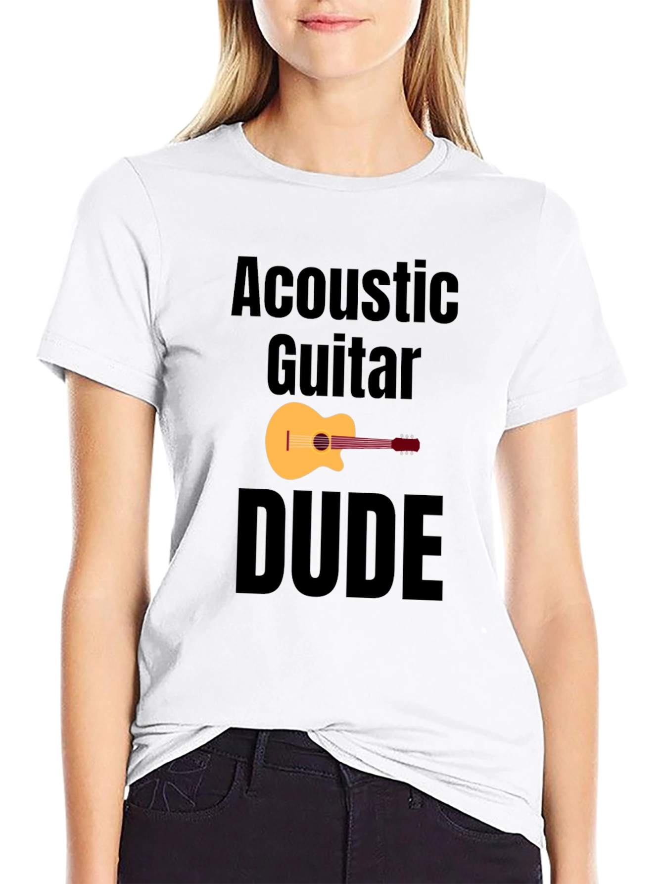 Acoustic Guitar Dude Black Graphic T-Shirt