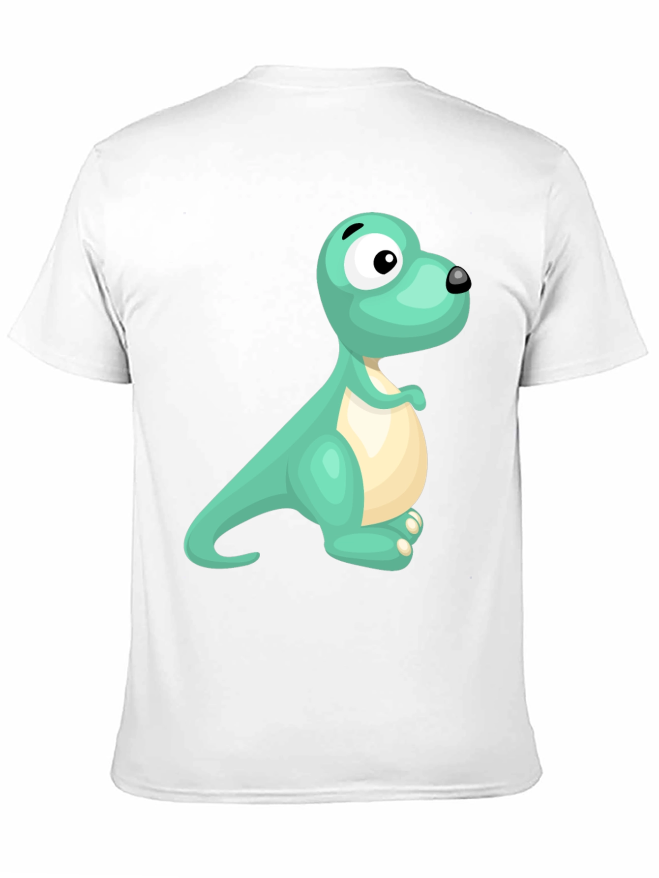 Cute Cartoon Dinosaur Graphic Tee - Black