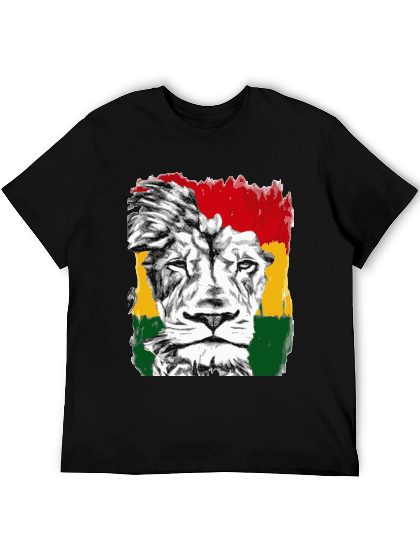 Rasta Lion Graphic Tee - Reggae Inspired Black T-Shirt