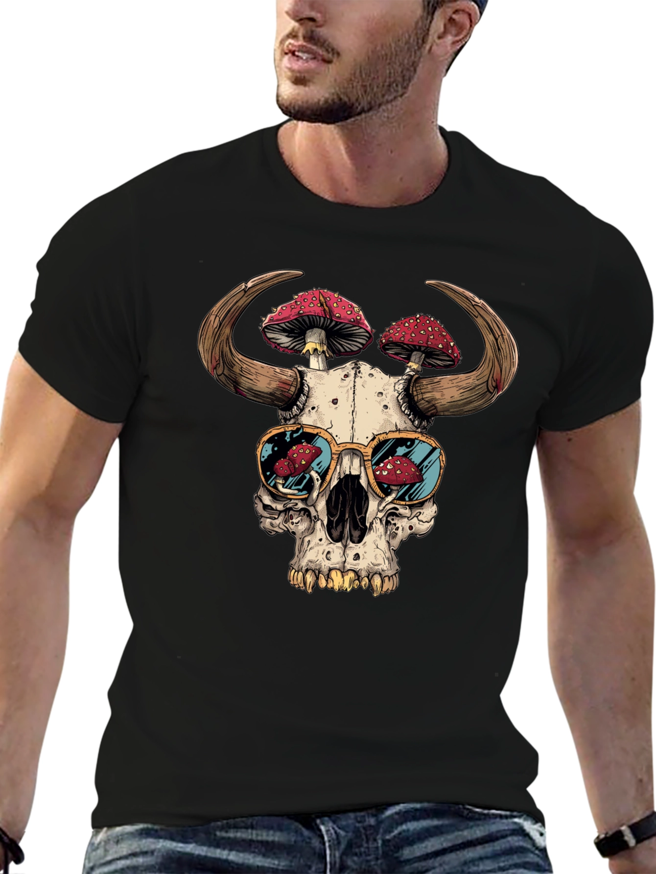 Skull Mushroom Horns T-Shirt