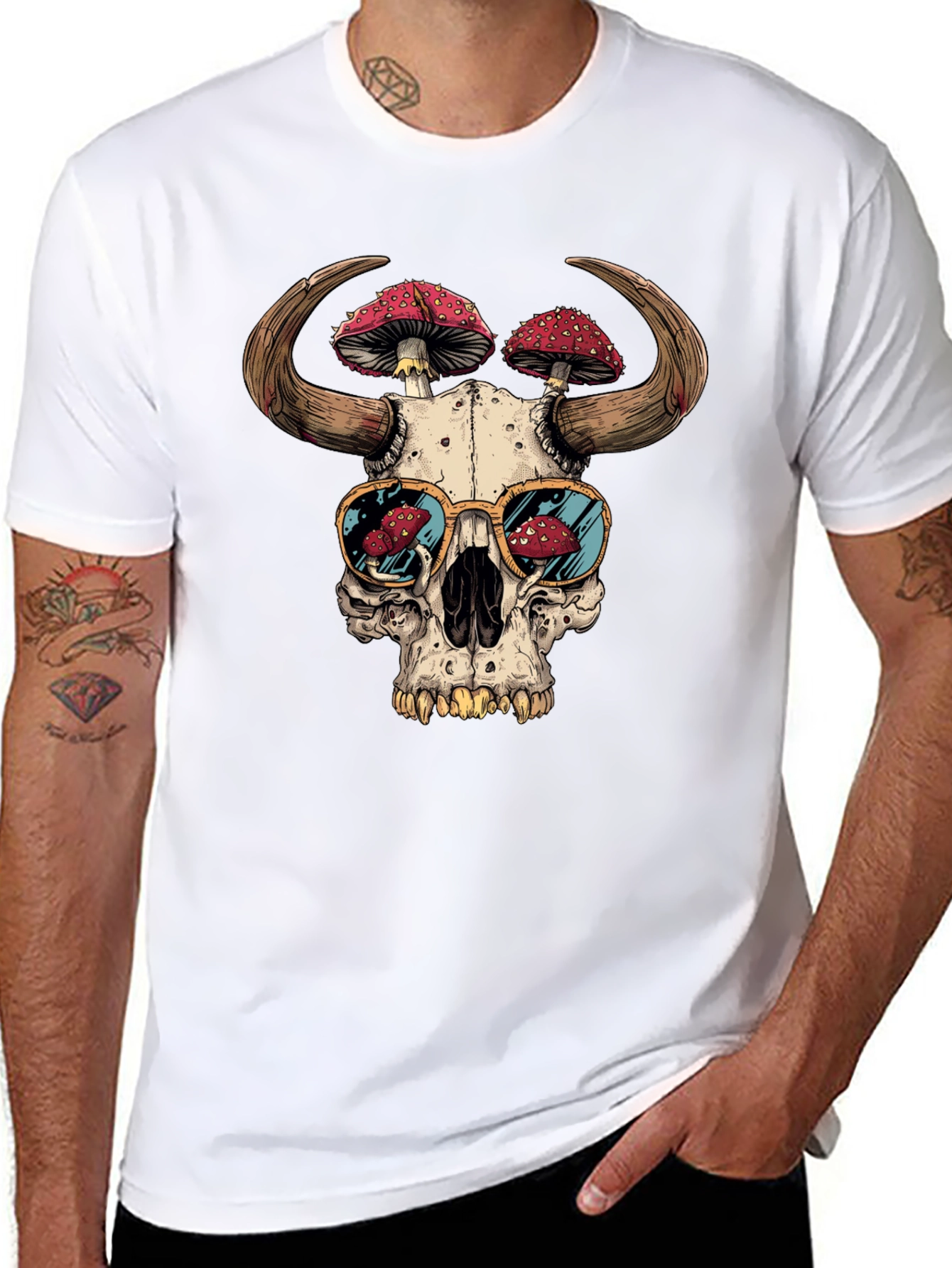 Skull Mushroom Horns T-Shirt