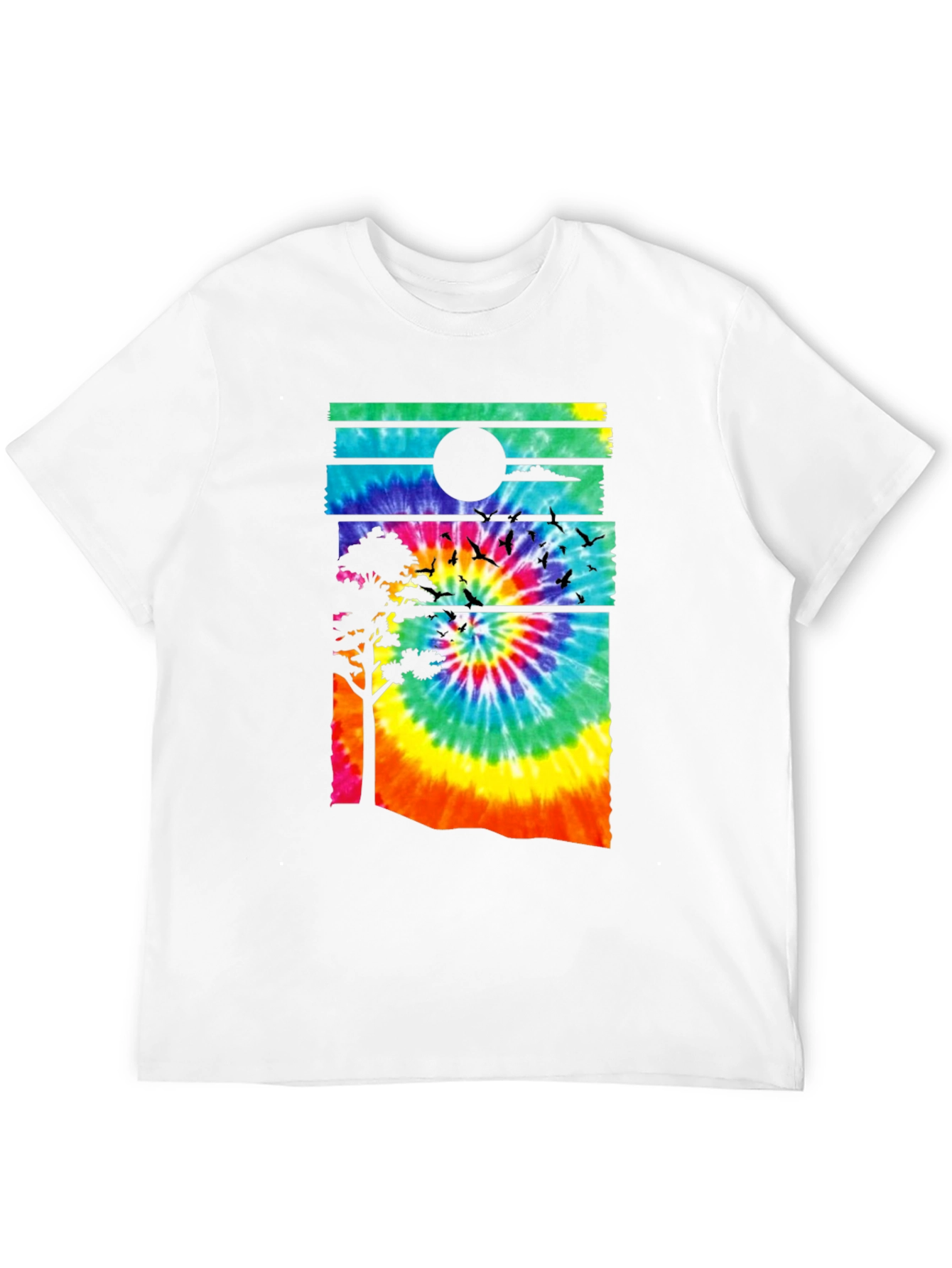 Tie-Dye Sunset Graphic Tee - Black Casual Shirt