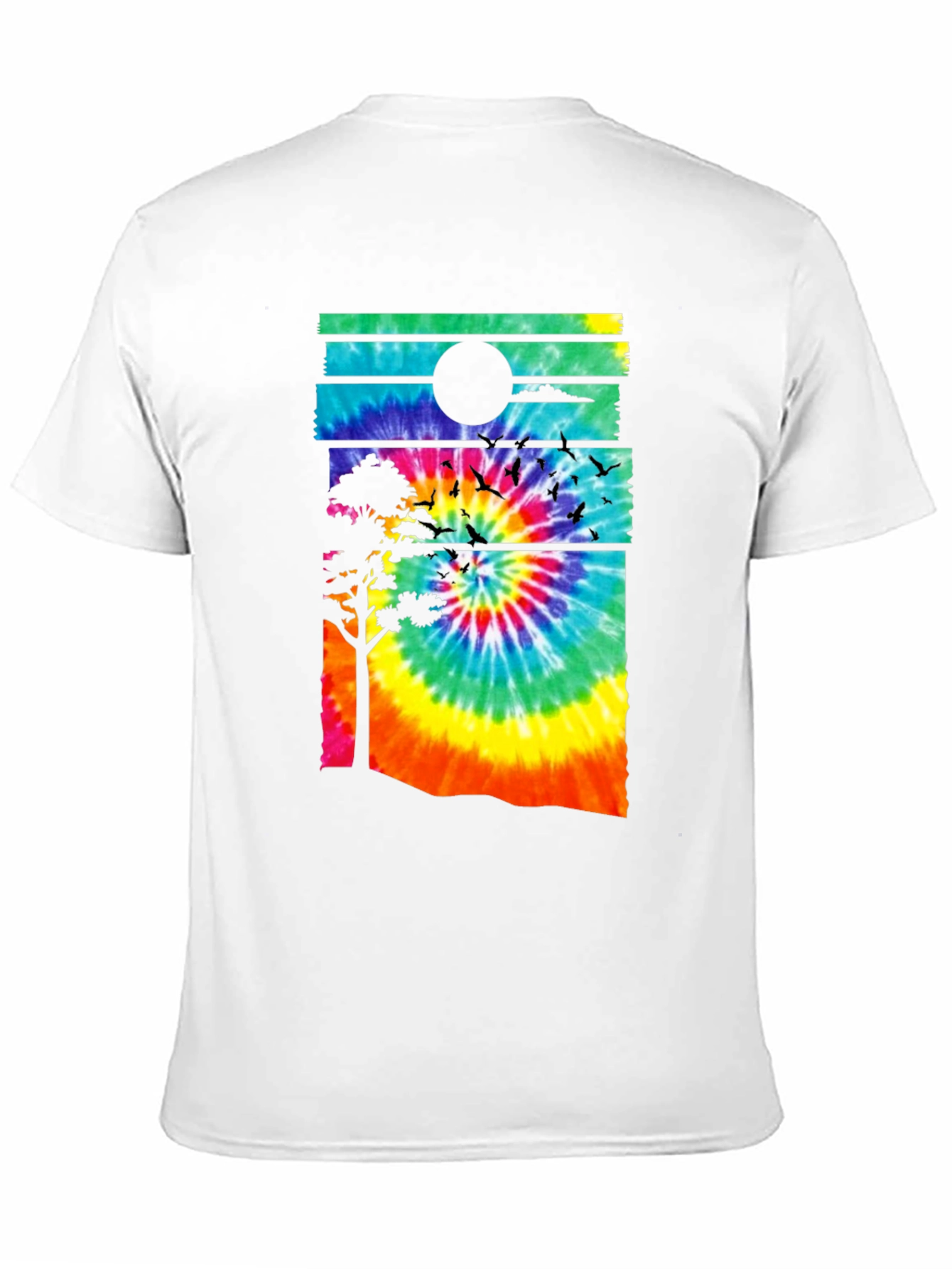Tie-Dye Sunset Graphic Tee - Black Casual Shirt
