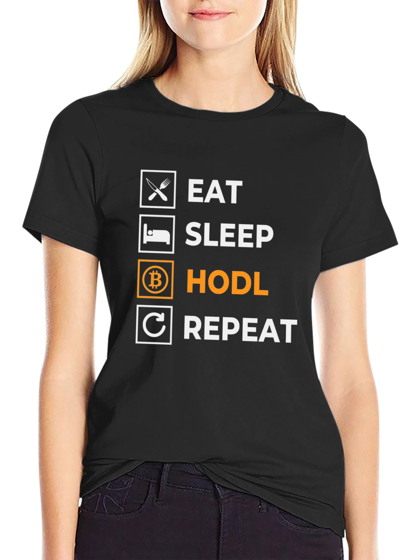 Eat Sleep HODL Repeat Black T-Shirt