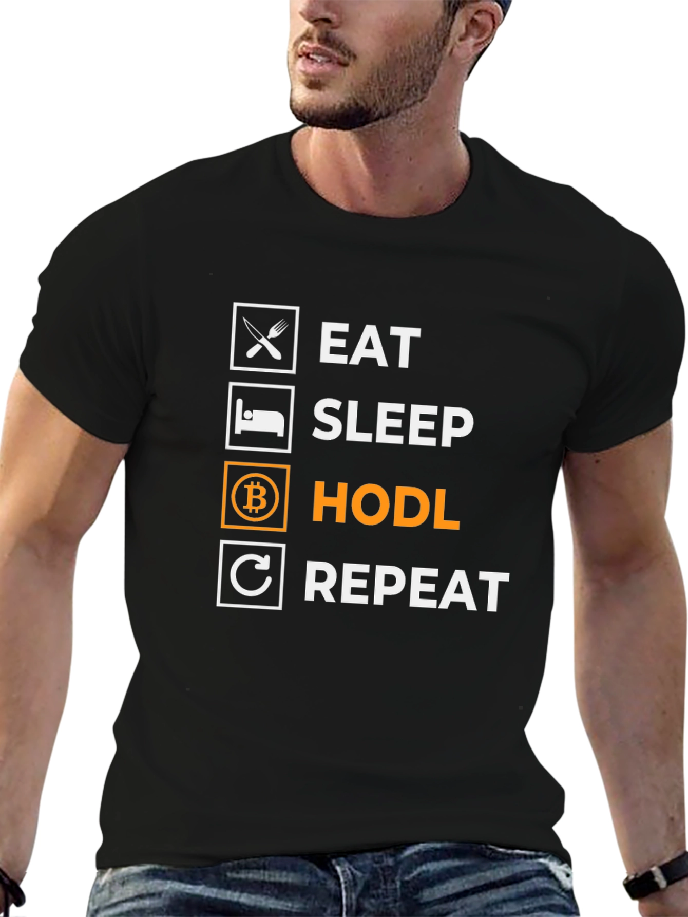 Eat Sleep HODL Repeat Black T-Shirt