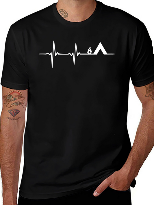 Camping Heartbeat T-Shirt - Black