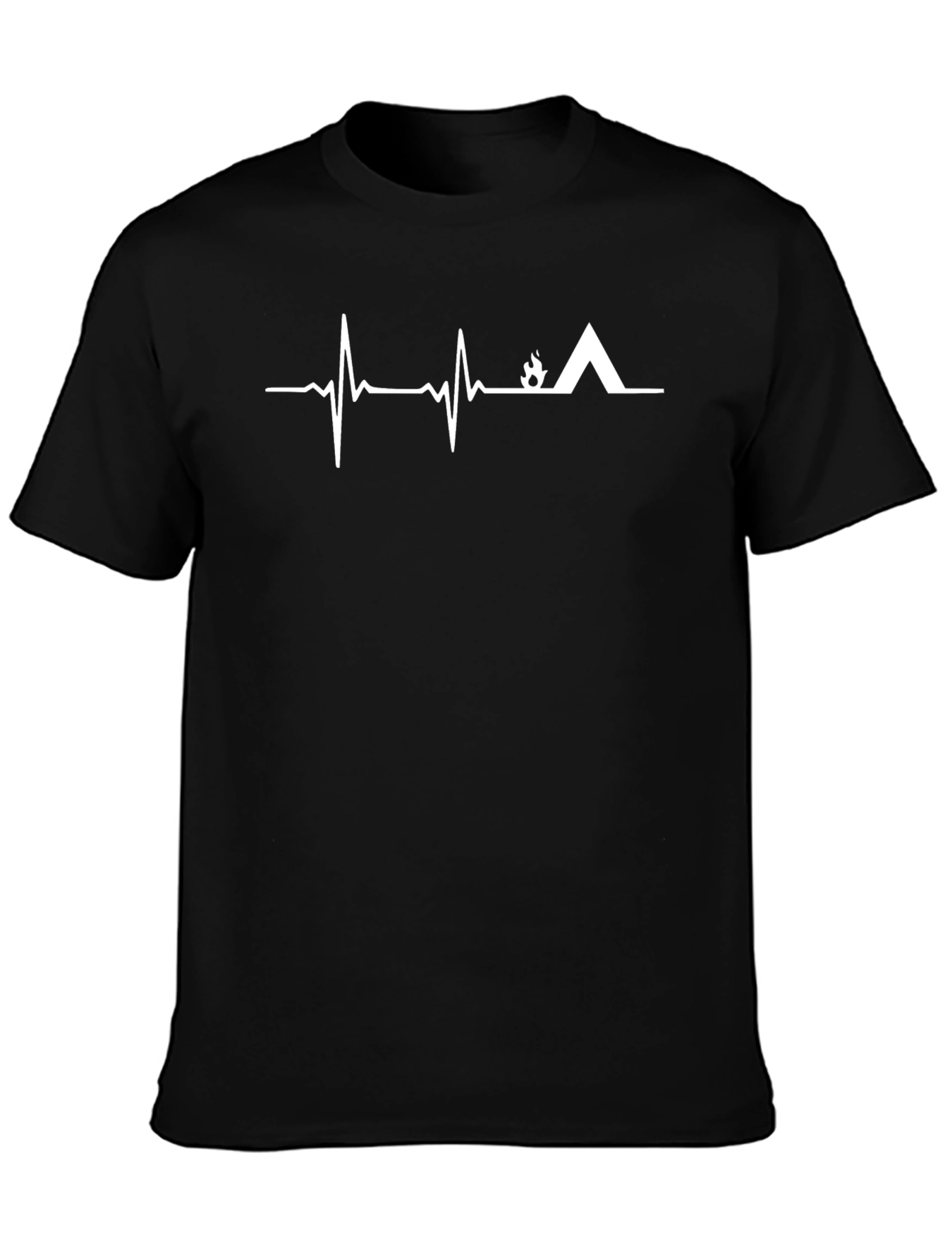Camping Heartbeat T-Shirt - Black