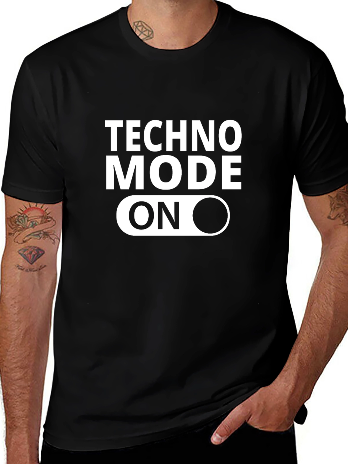 Techno Mode On T-Shirt - Black Graphic Tee