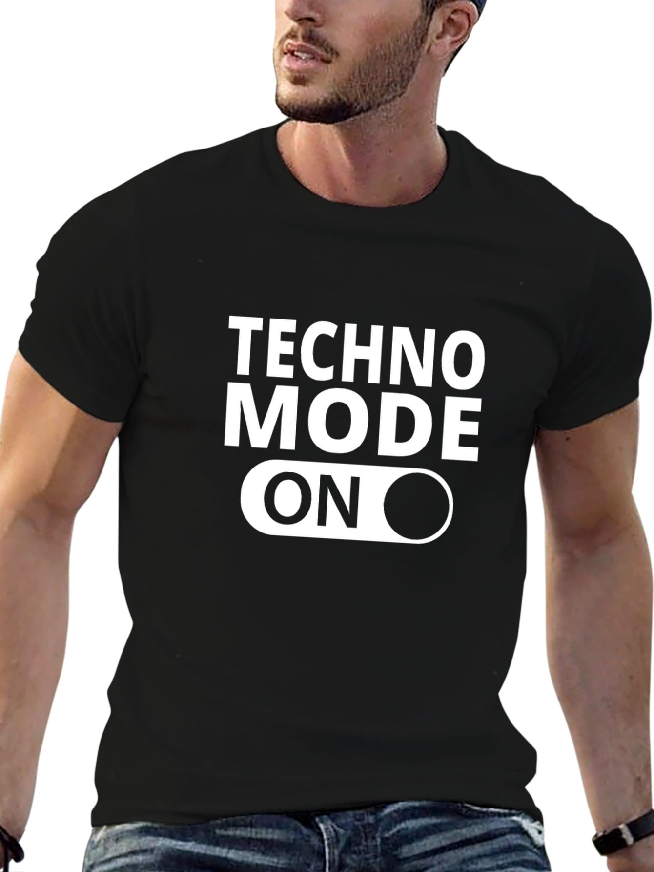Techno Mode On T-Shirt - Black Graphic Tee