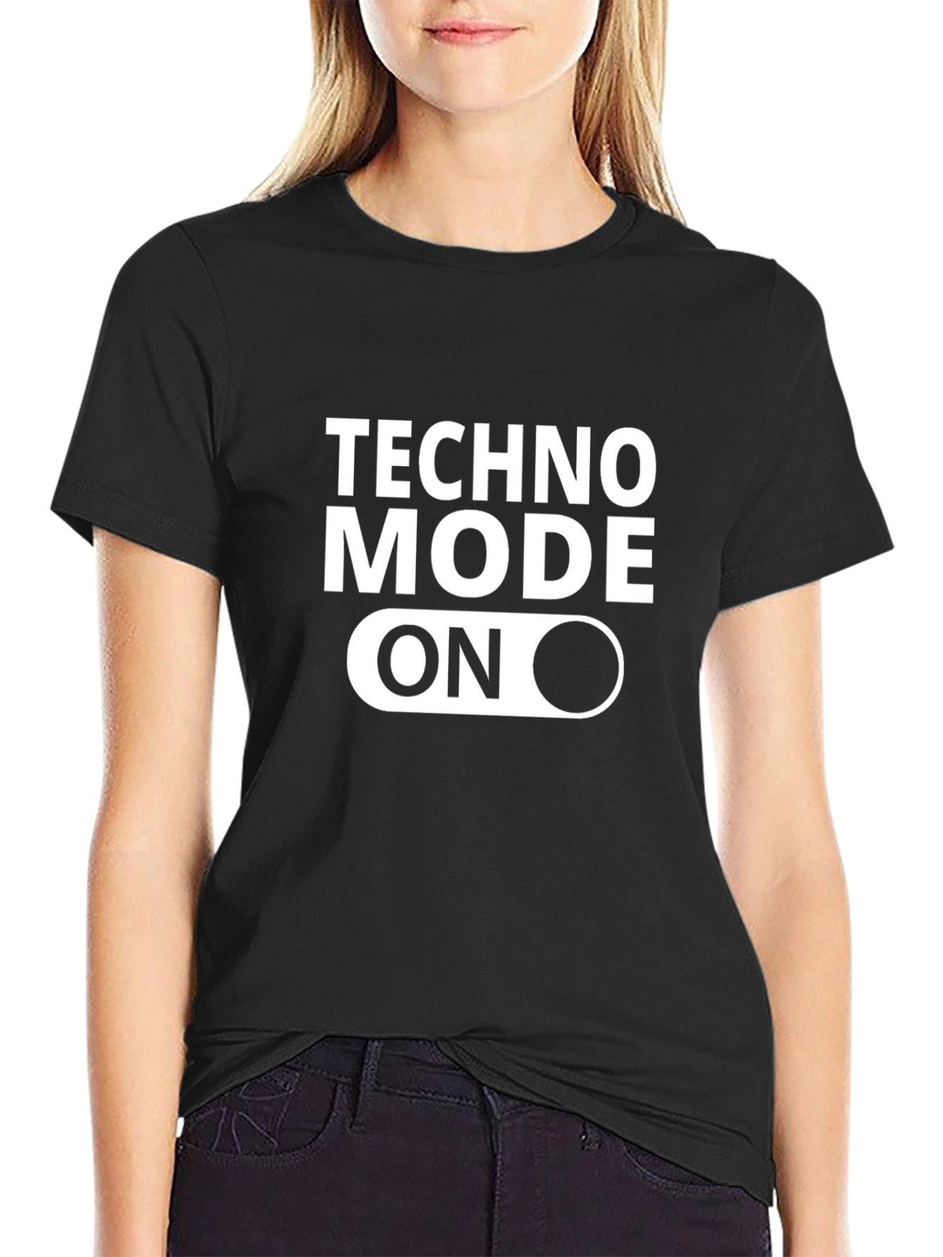 Techno Mode On T-Shirt - Black Graphic Tee