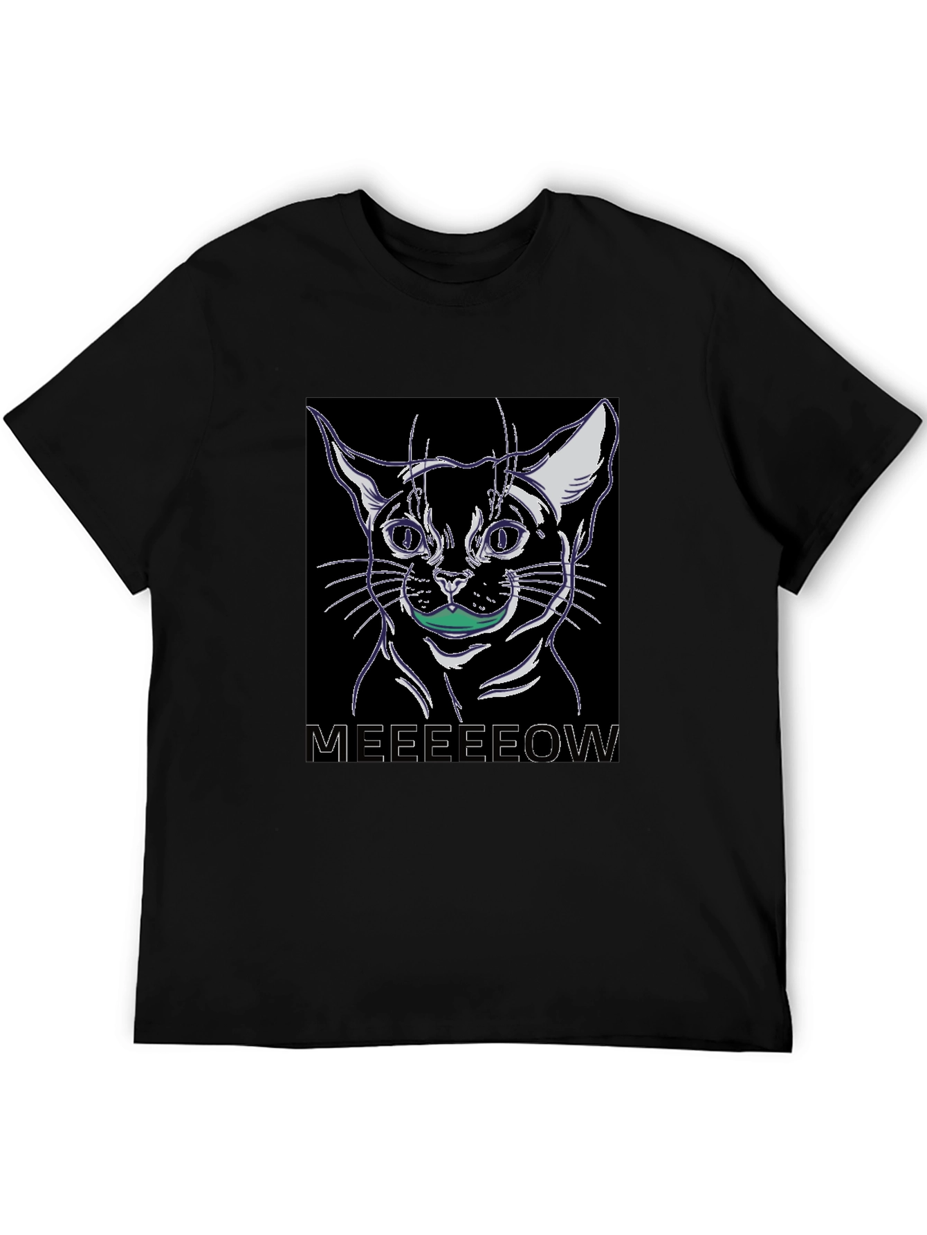 Cool Cat Meow Black Graphic Tee