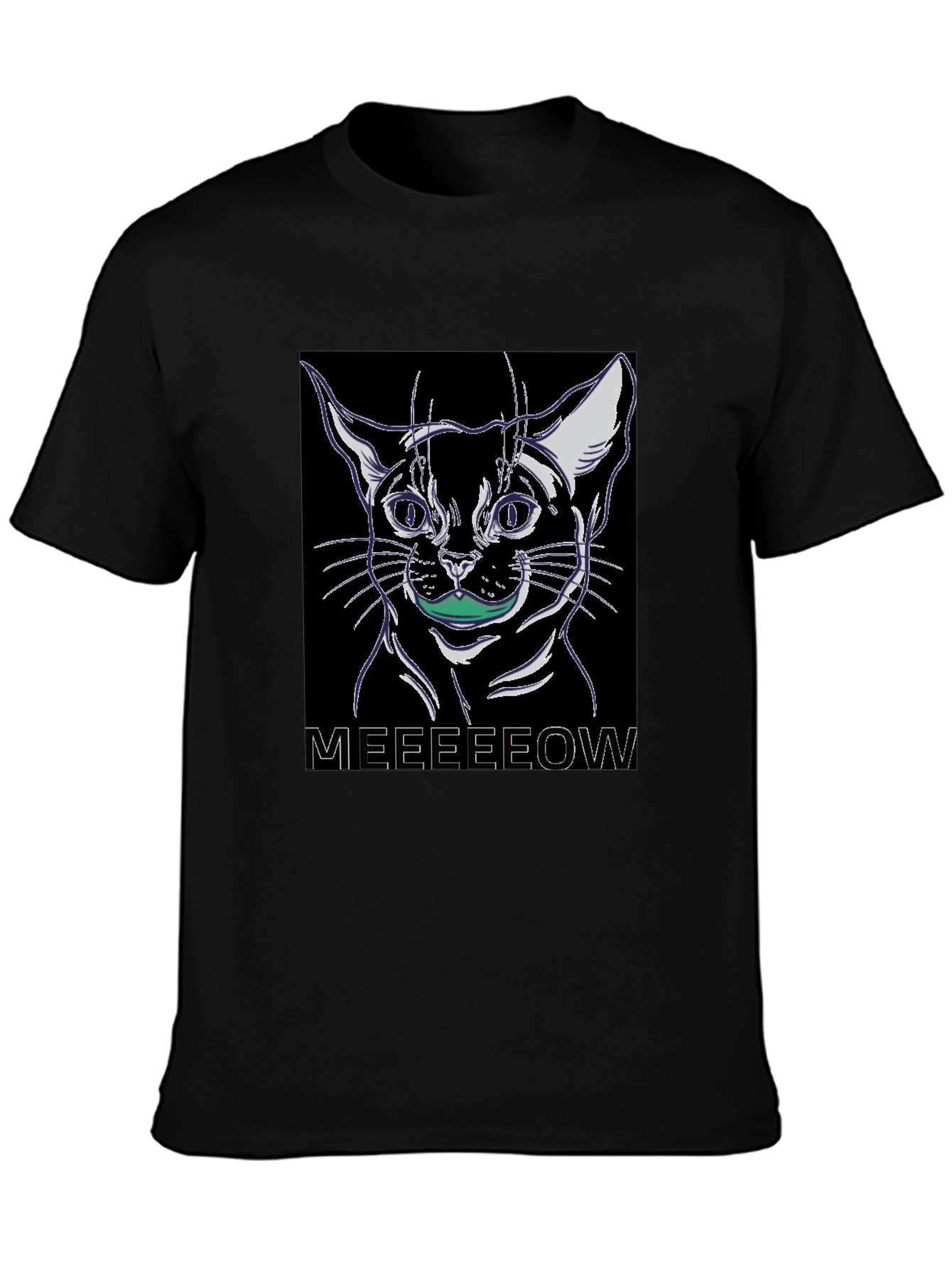 Cool Cat Meow Black Graphic Tee