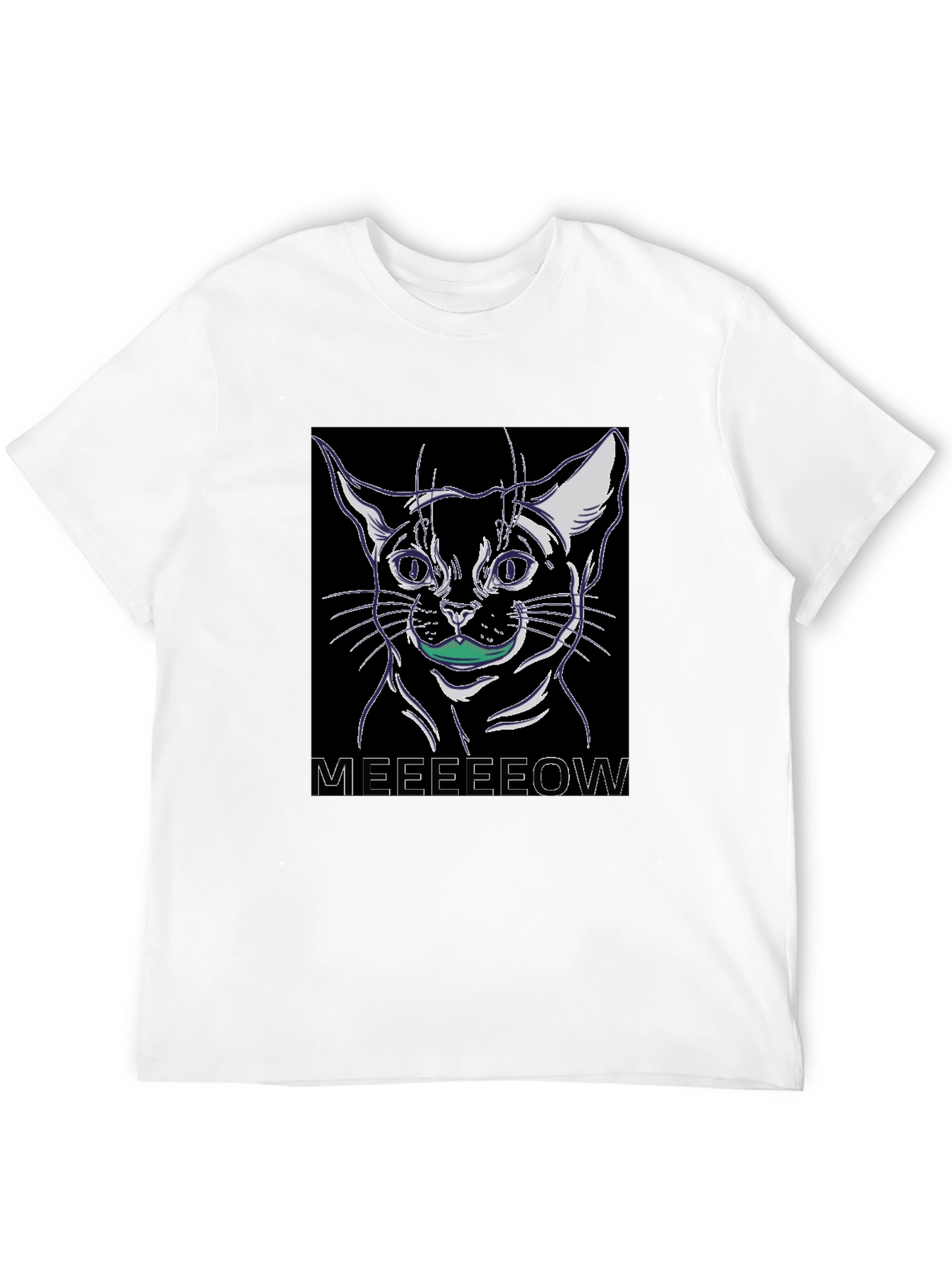 Cool Cat Meow Black Graphic Tee
