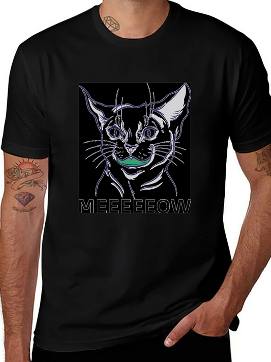 Cool Cat Meow Black Graphic Tee