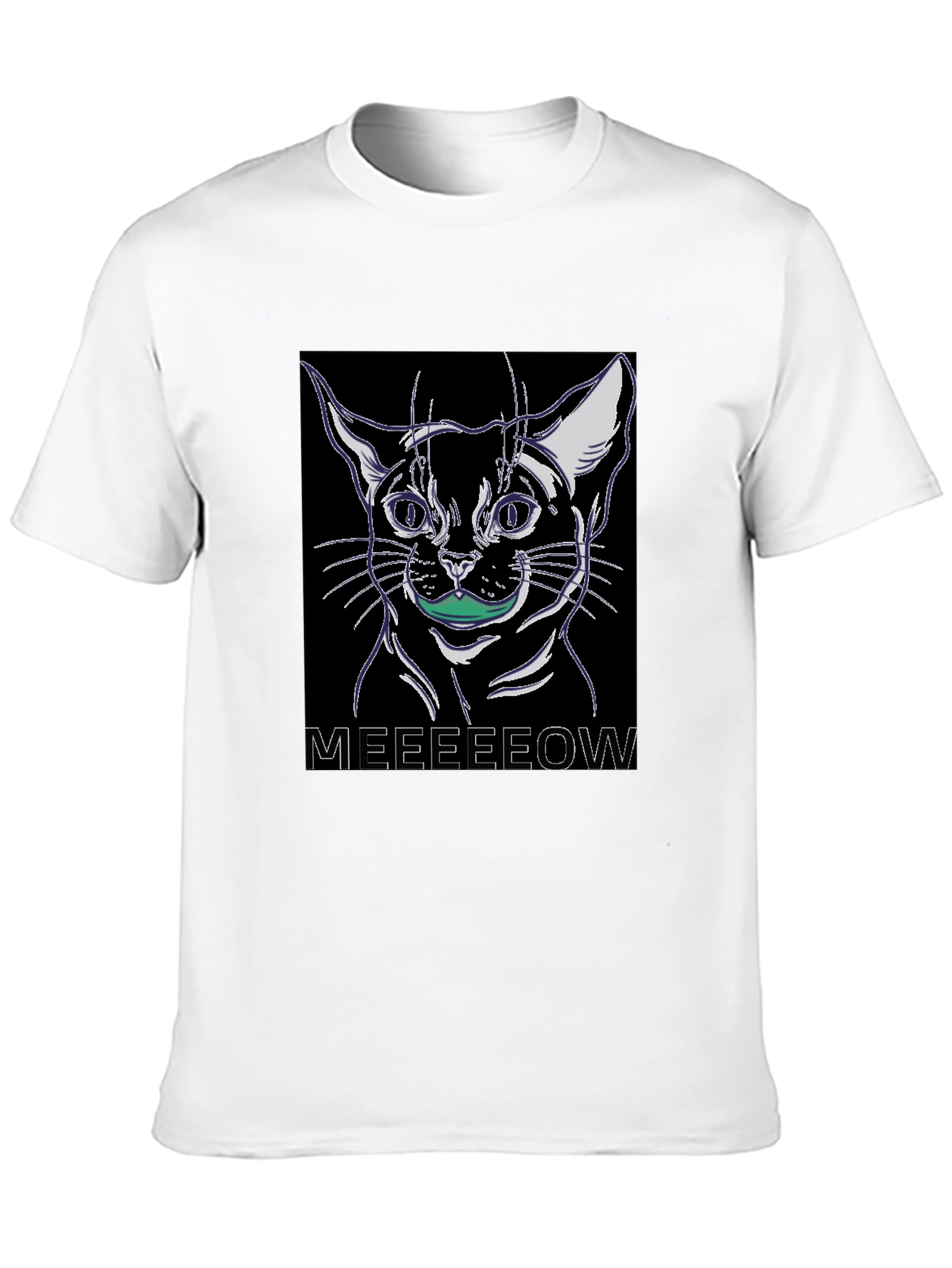 Cool Cat Meow Black Graphic Tee
