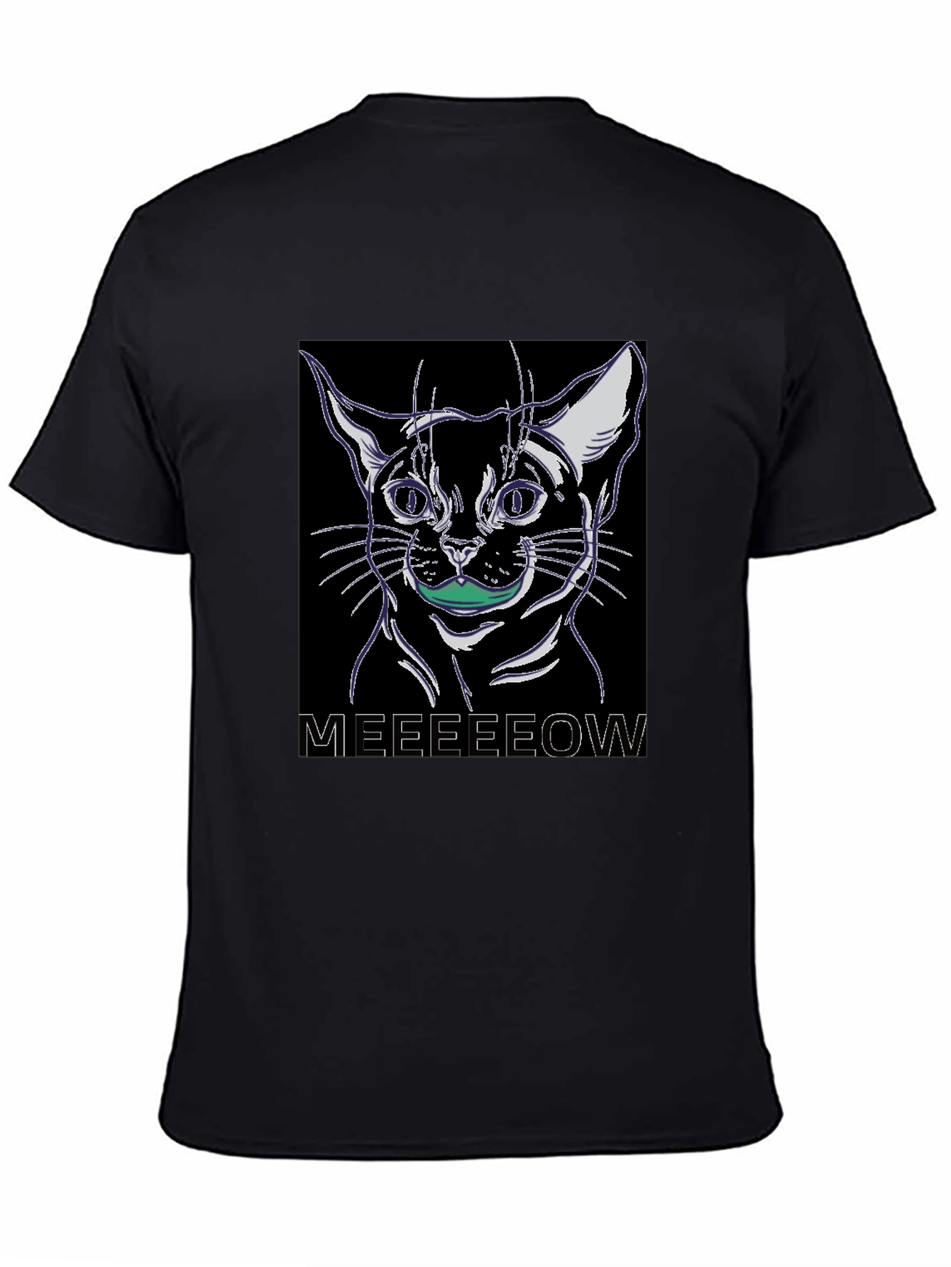 Cool Cat Meow Black Graphic Tee