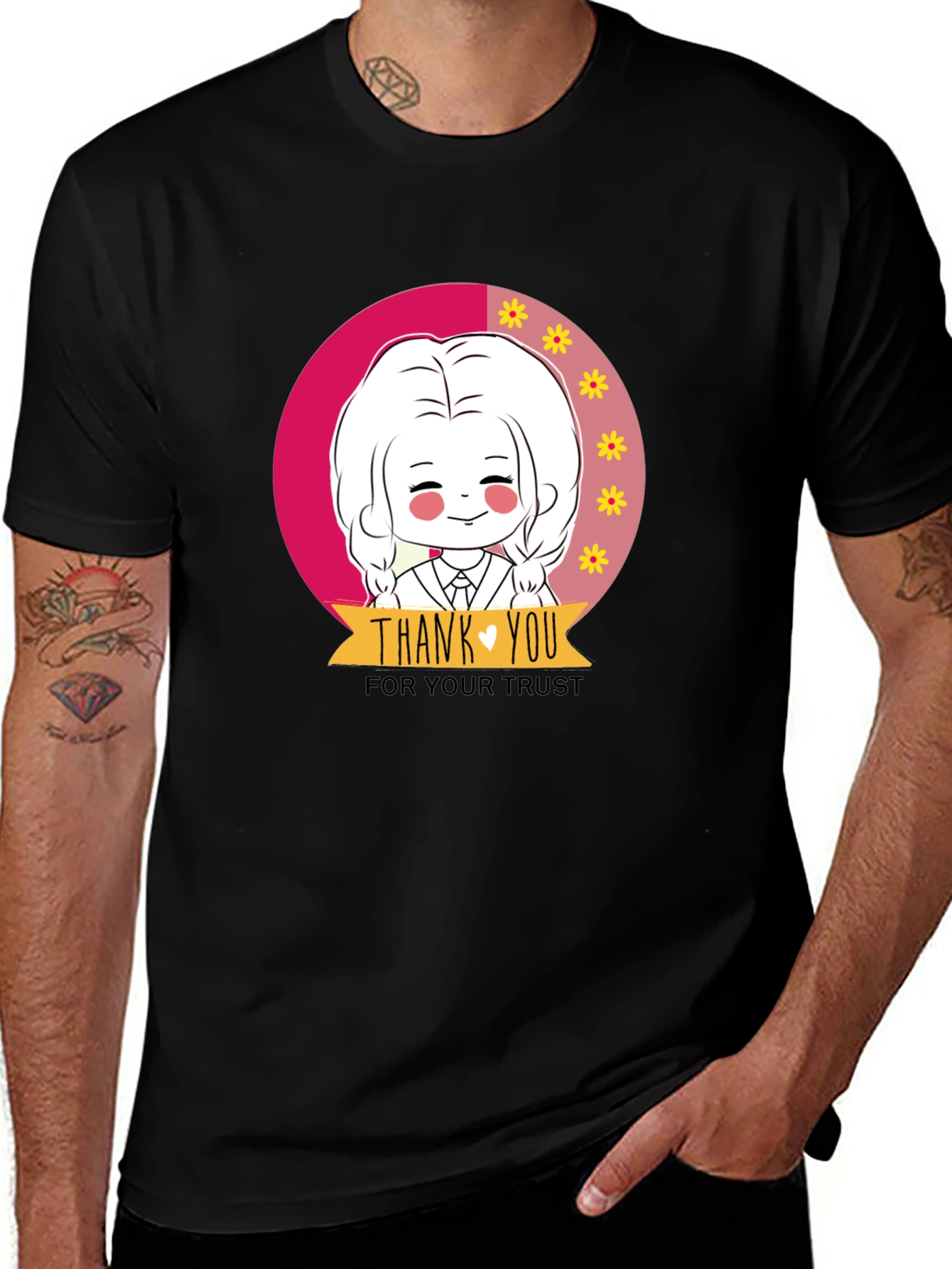 Cute Cartoon Graphic Print Black T-Shirt