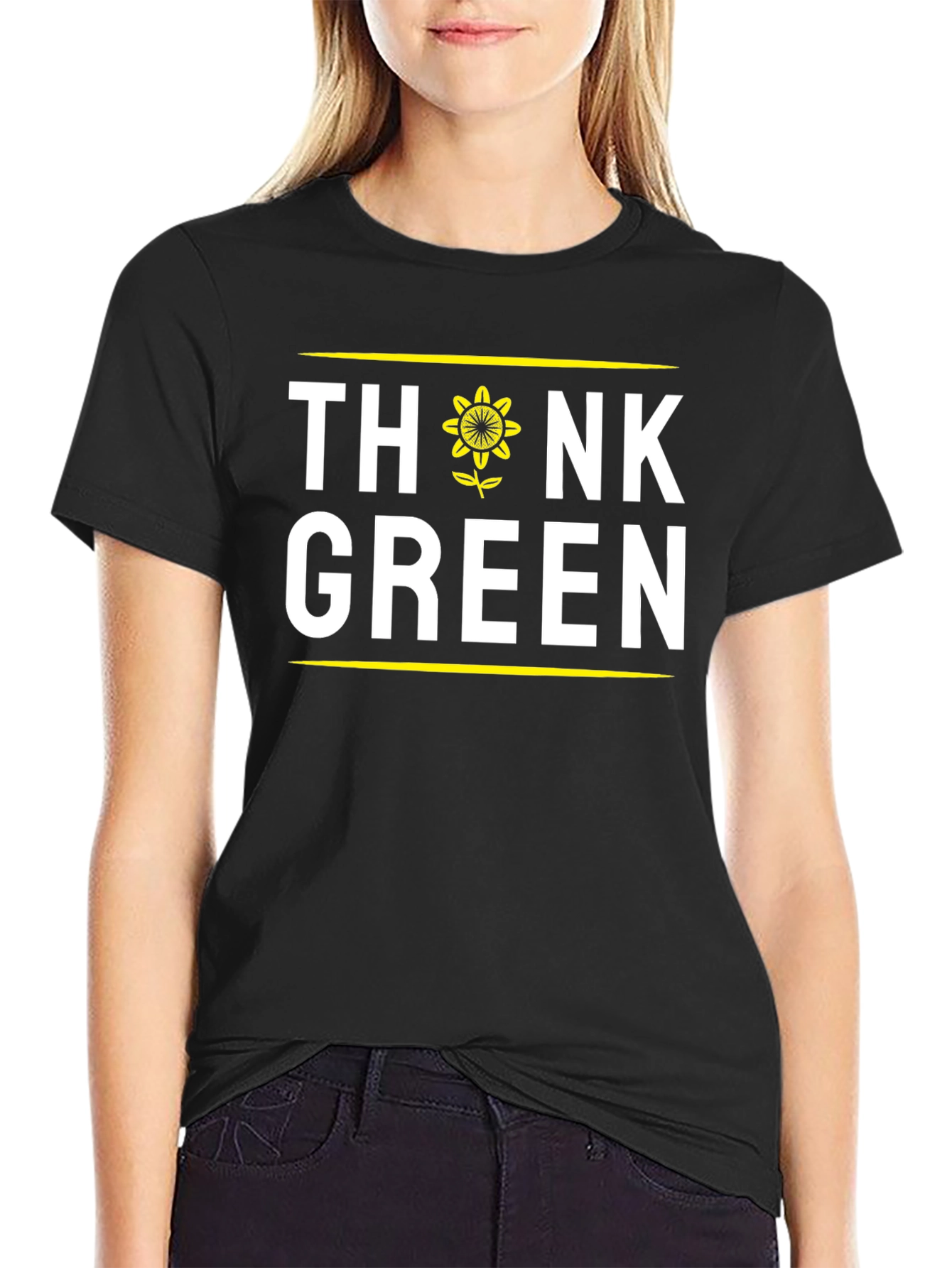 Think Green Sunflower Graphic T-Shirt