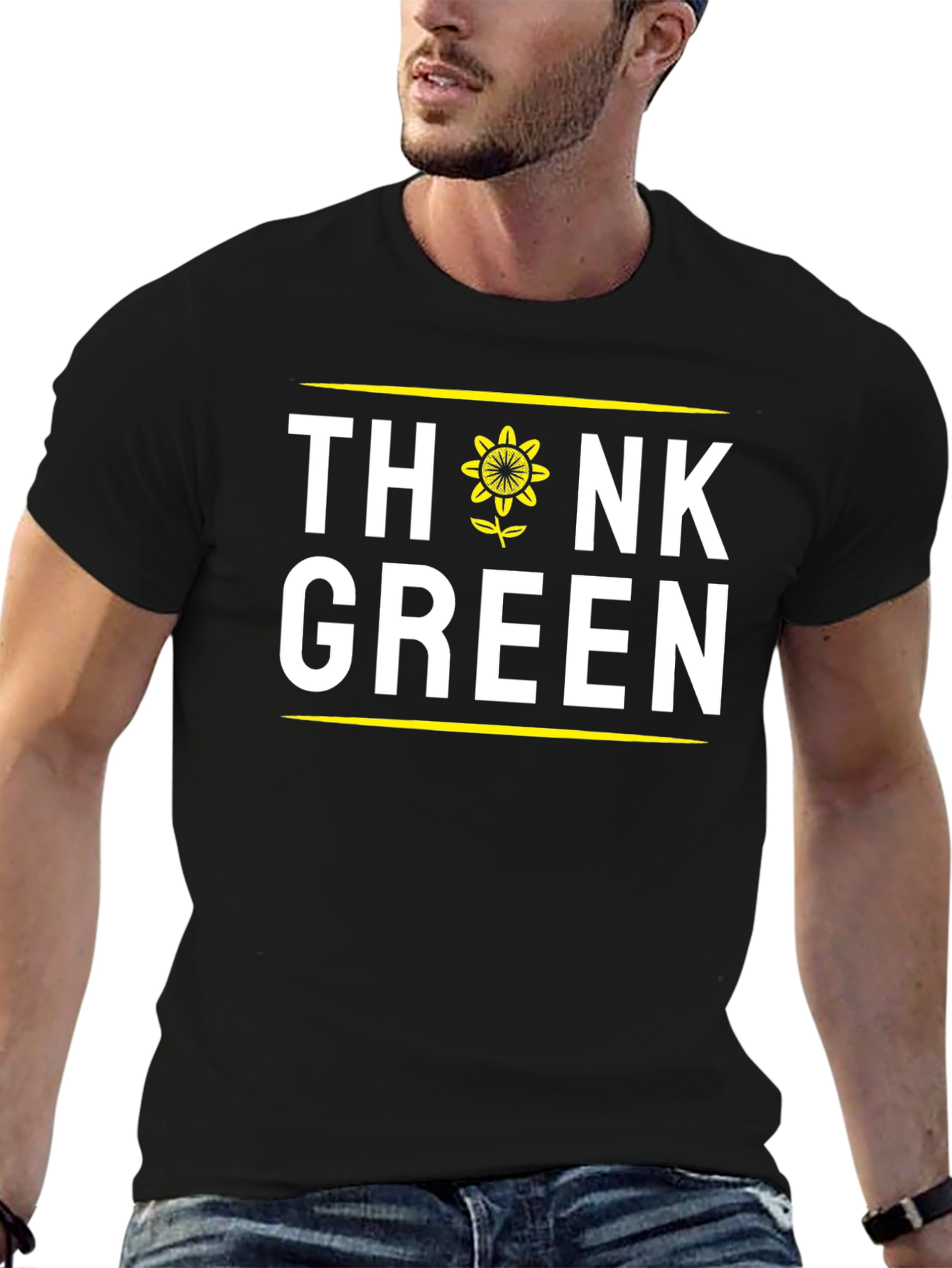 Think Green Sunflower Graphic T-Shirt