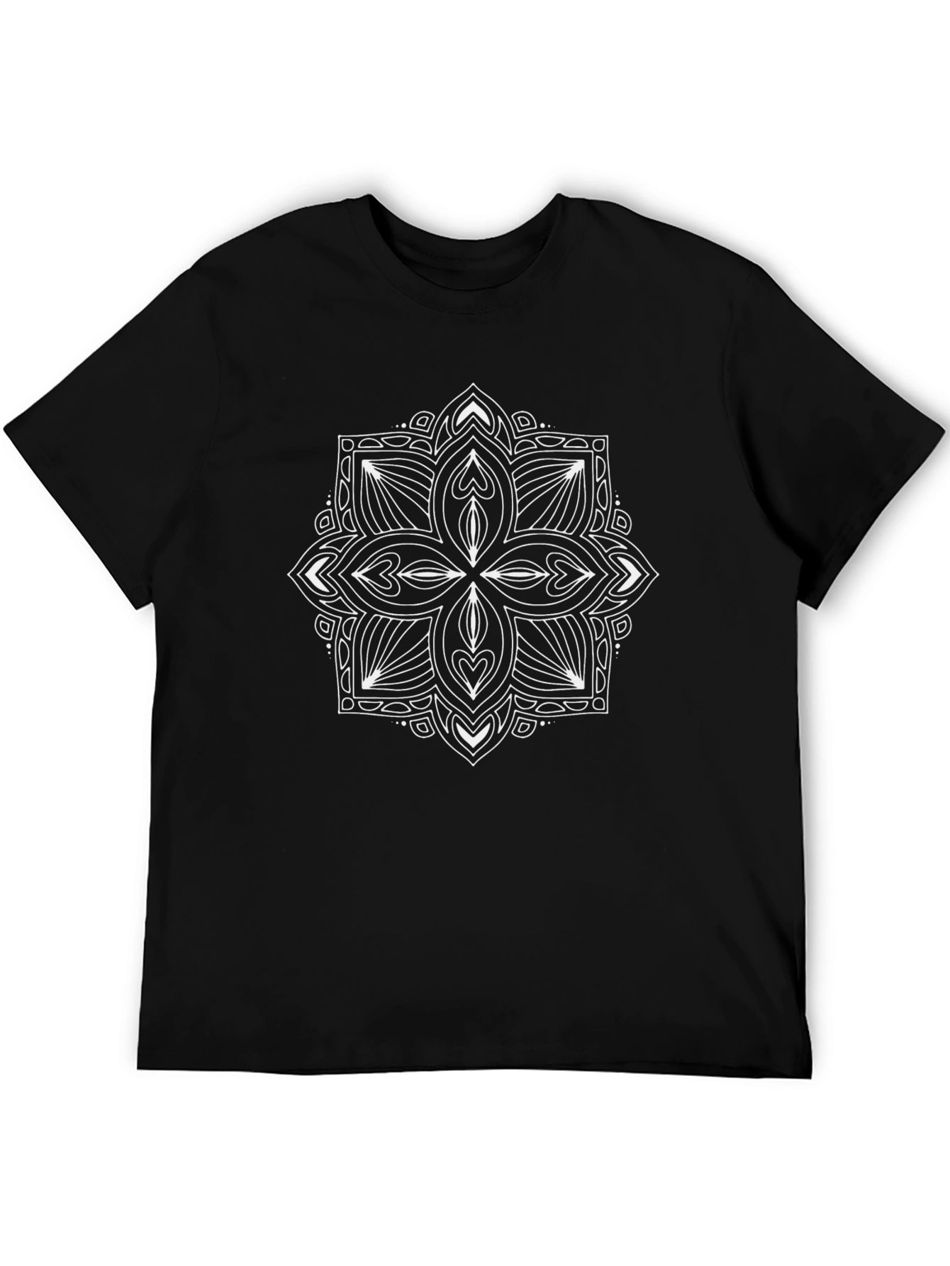 Black Tee with White Mandala Graphic