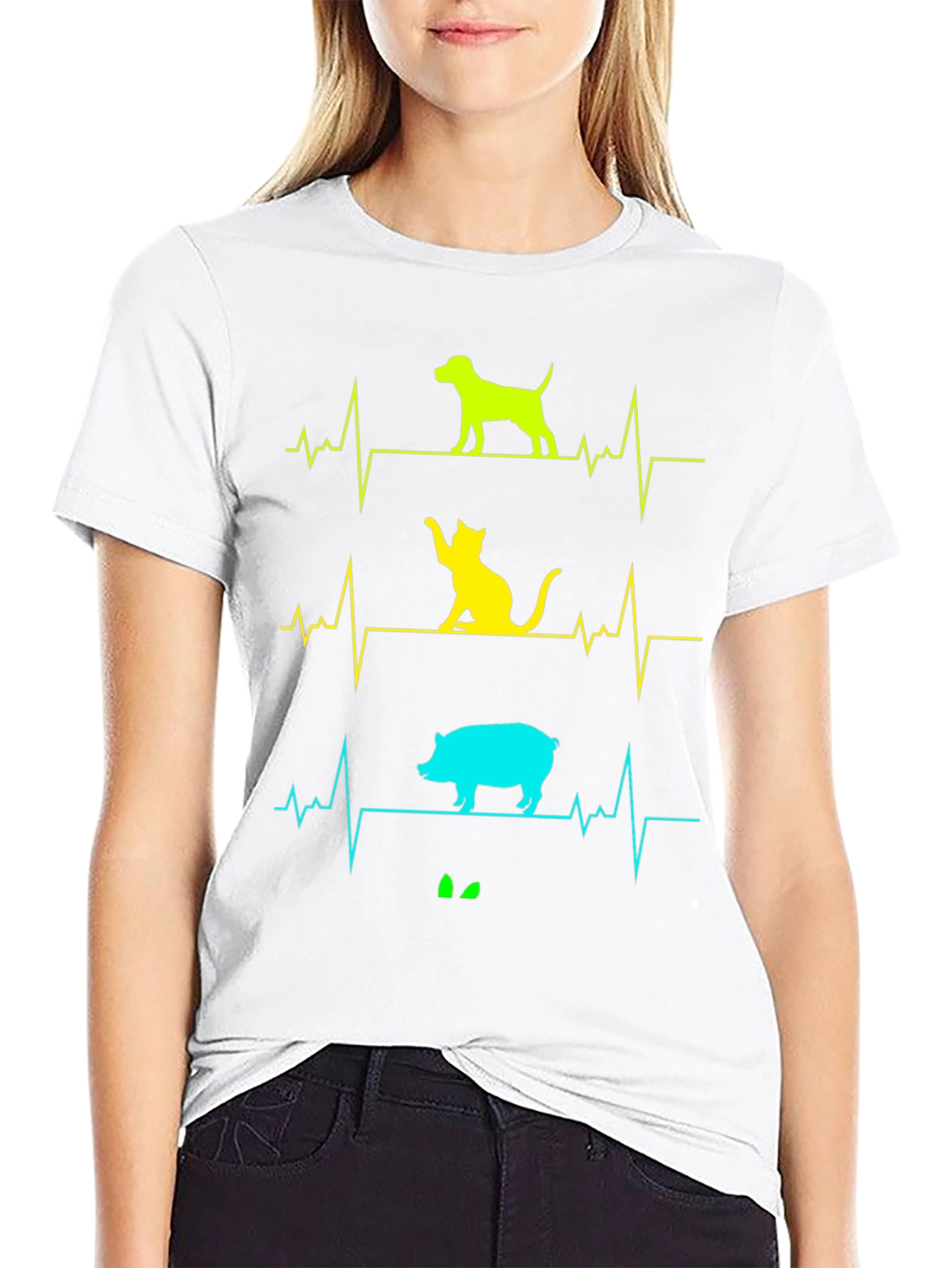 Animal Heartbeat T-Shirt - Dog Cat Pig Graphic Tee
