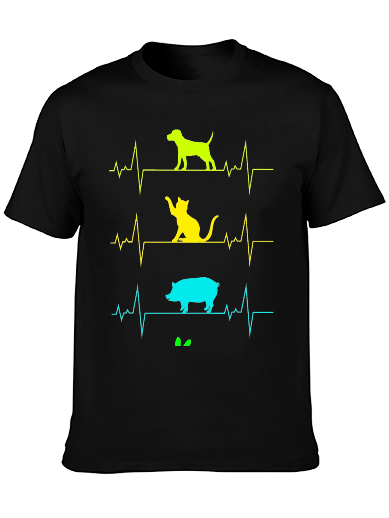 Animal Heartbeat T-Shirt - Dog Cat Pig Graphic Tee