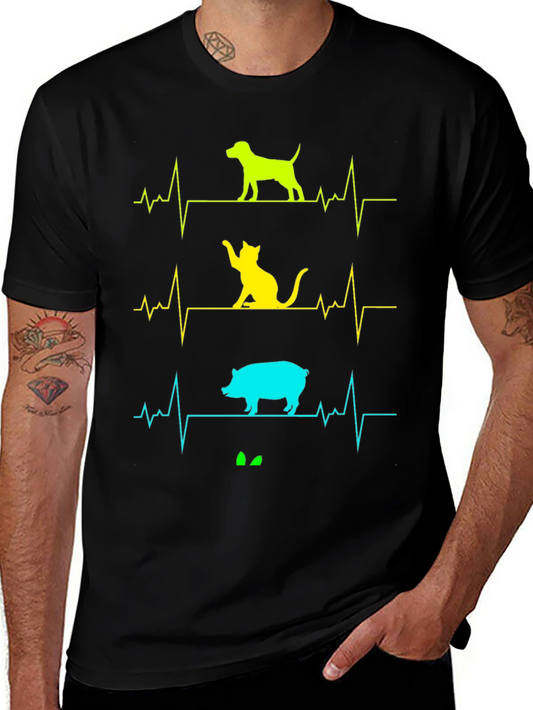 Animal Heartbeat T-Shirt - Dog Cat Pig Graphic Tee