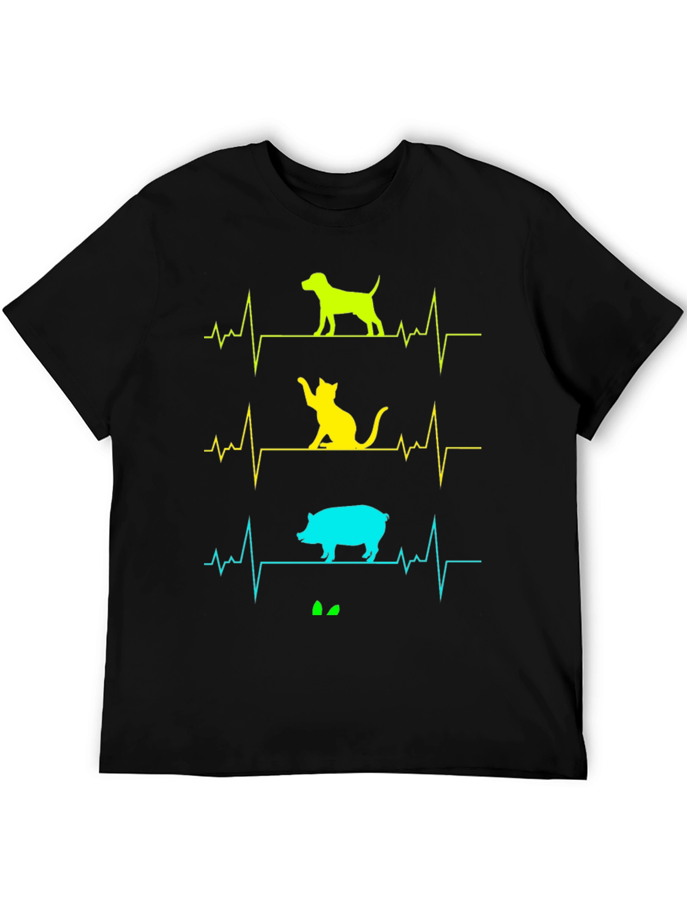 Animal Heartbeat T-Shirt - Dog Cat Pig Graphic Tee