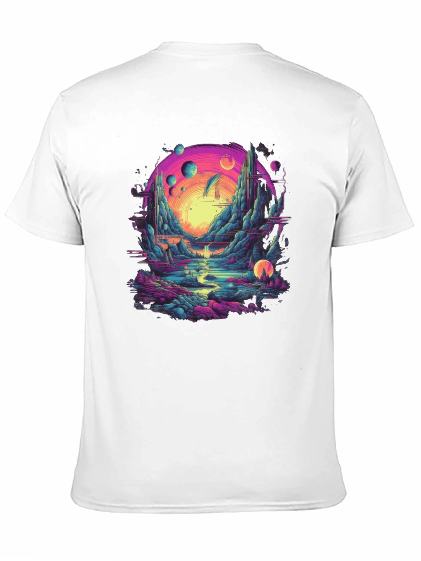 Surreal Landscape Graphic Tee - Black Cotton Blend