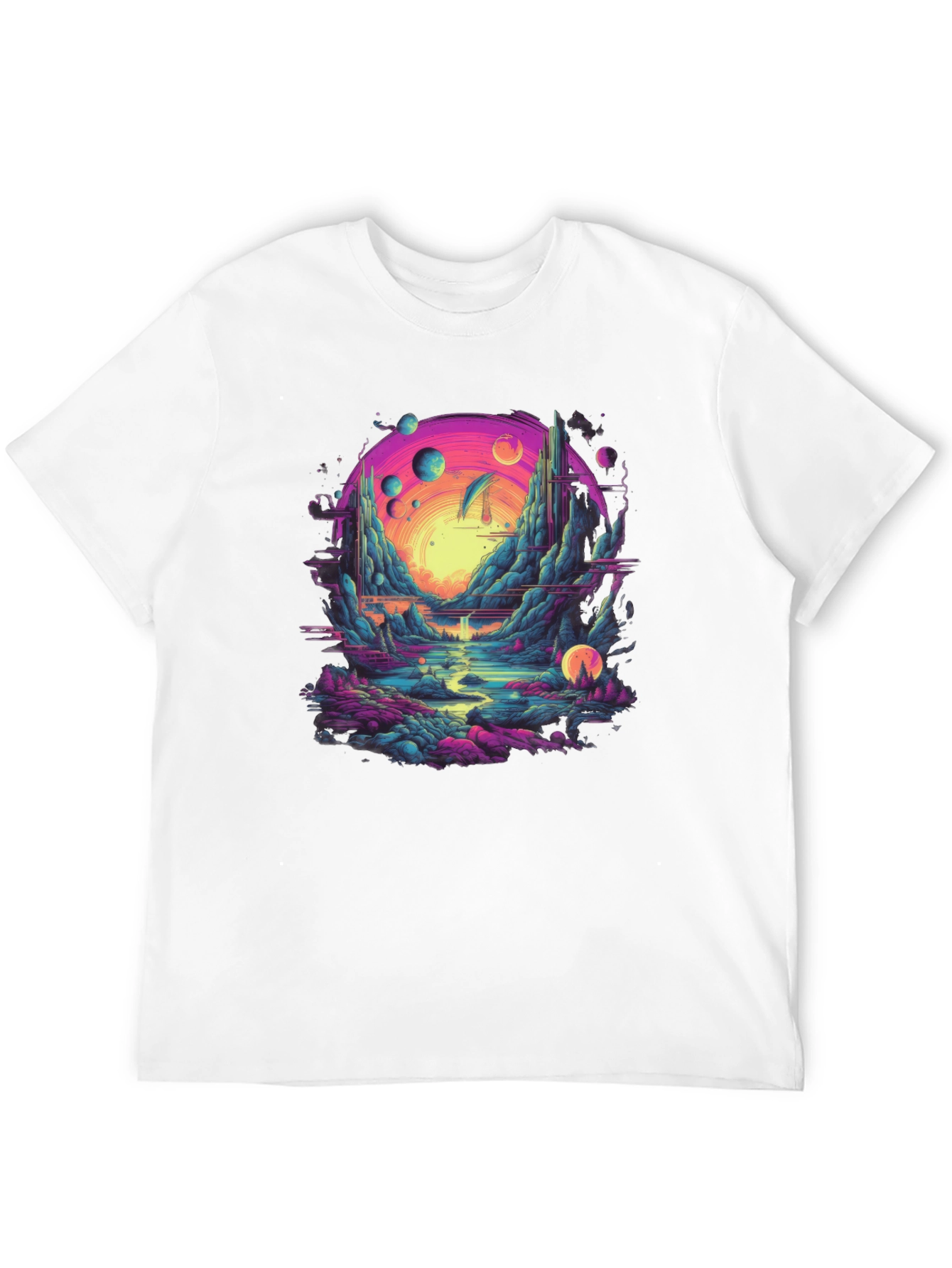 Surreal Landscape Graphic Tee - Black Cotton Blend