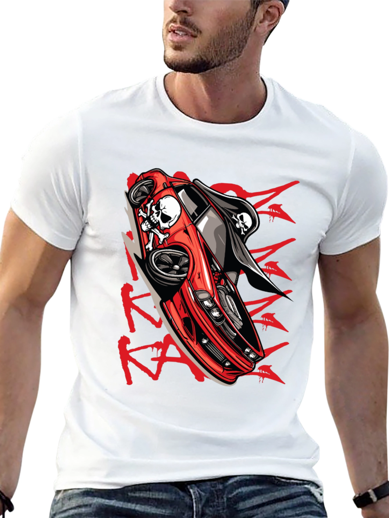 Skull Car Graphic T-Shirt - Edgy Streetwear