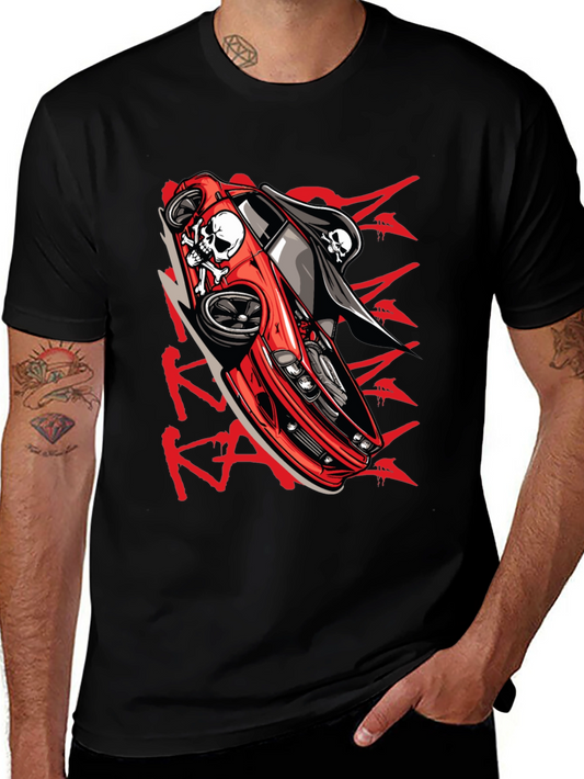Skull Car Graphic T-Shirt - Edgy Streetwear